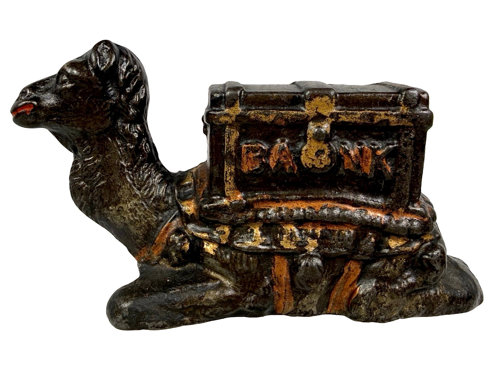 Kneeling Camel Bank: By the Kyser & Rex Company. 1890's - 2 1/2" Tall x 4 3/4" Wide. The Tom Kellogg Collection.