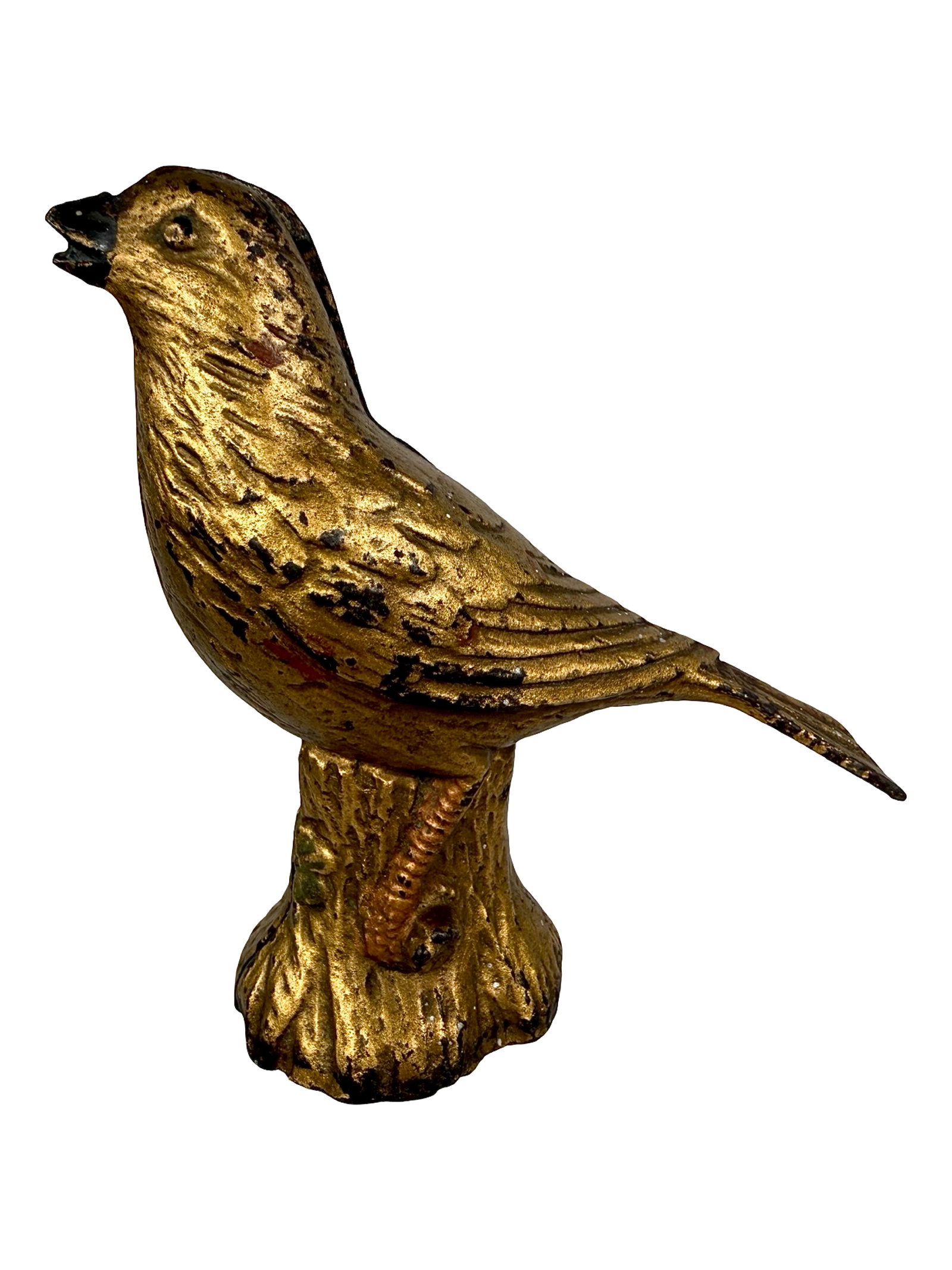 Songbird on Stump Bank: By the A. C. Williams Company. Ohio - 1910's - 4 3/4" T x 4 3/4" W. The Tom Kellogg Collection.
