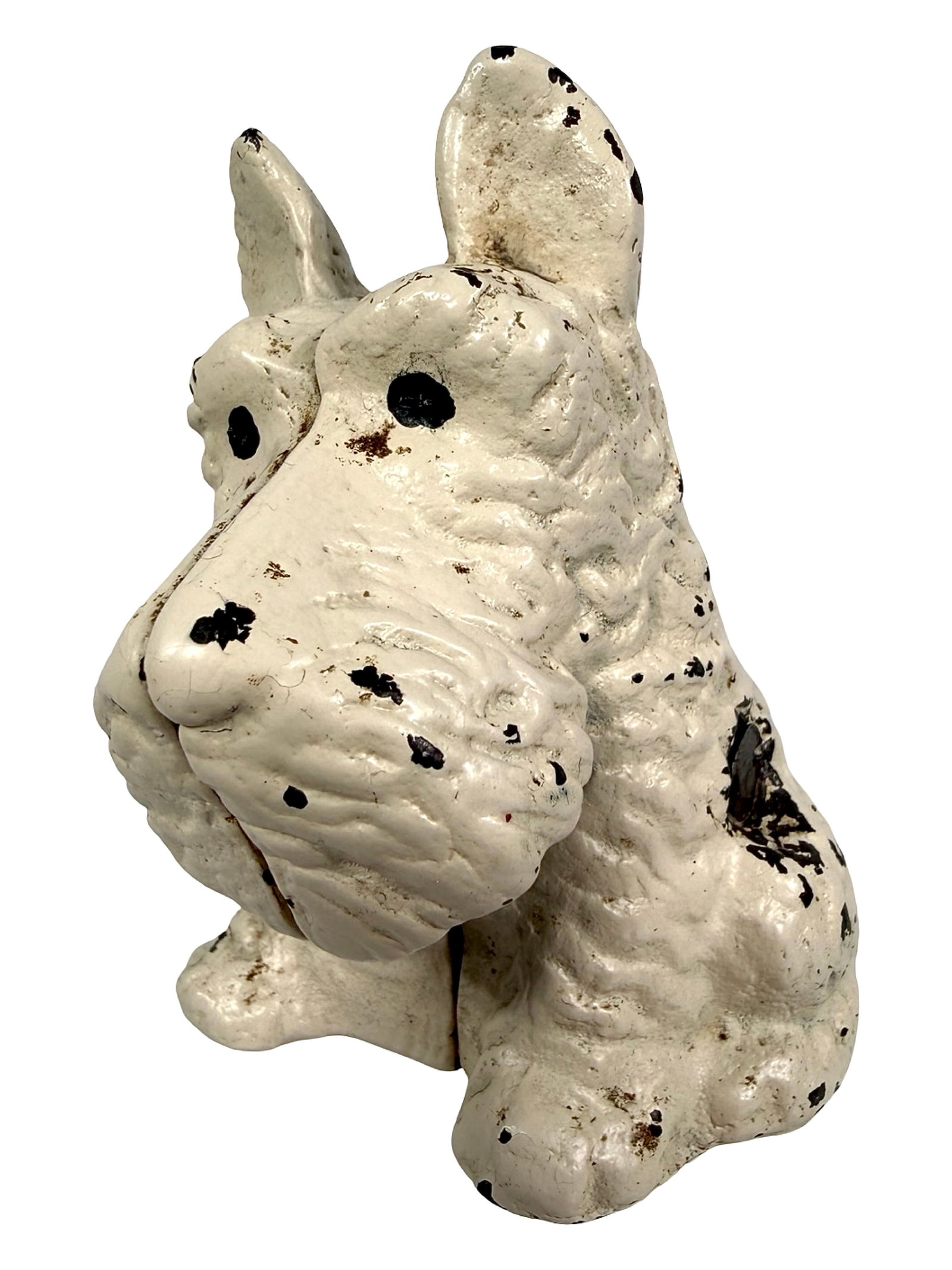 White Tiny Scottie Bank: Unknown American Manufacturer. Made Late 1920's - 3 1/8" Tall. The Tom Kellogg Collection.