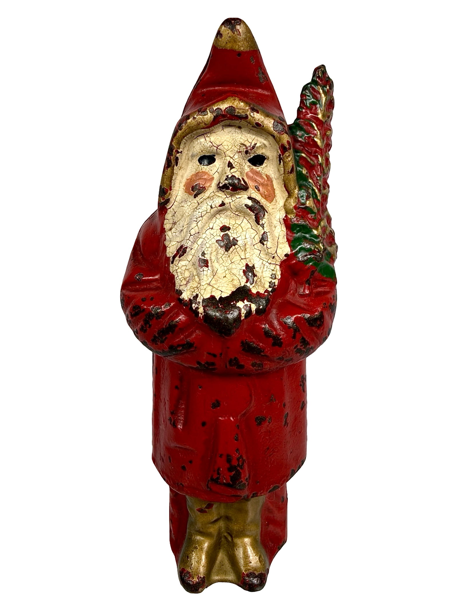 Santa Claus with Tree - Cast Iron Bank: Made by Hubley Mfg. Company. Lancaster, Pa. - 1920's - 5 7/8" T. The Clayton Luther Collection.