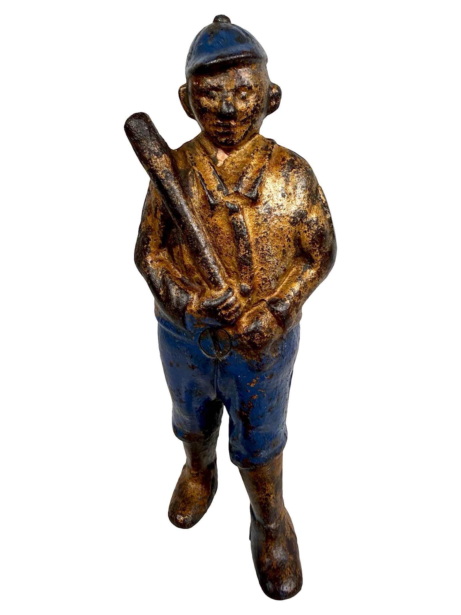 Rare Baseball Player Bank - Variant with Screw in Stomach: By the A. C. Williams Company. Ravenna, Ohio - 1910's - 5 3/4" T. The Tom Kellogg Collection.