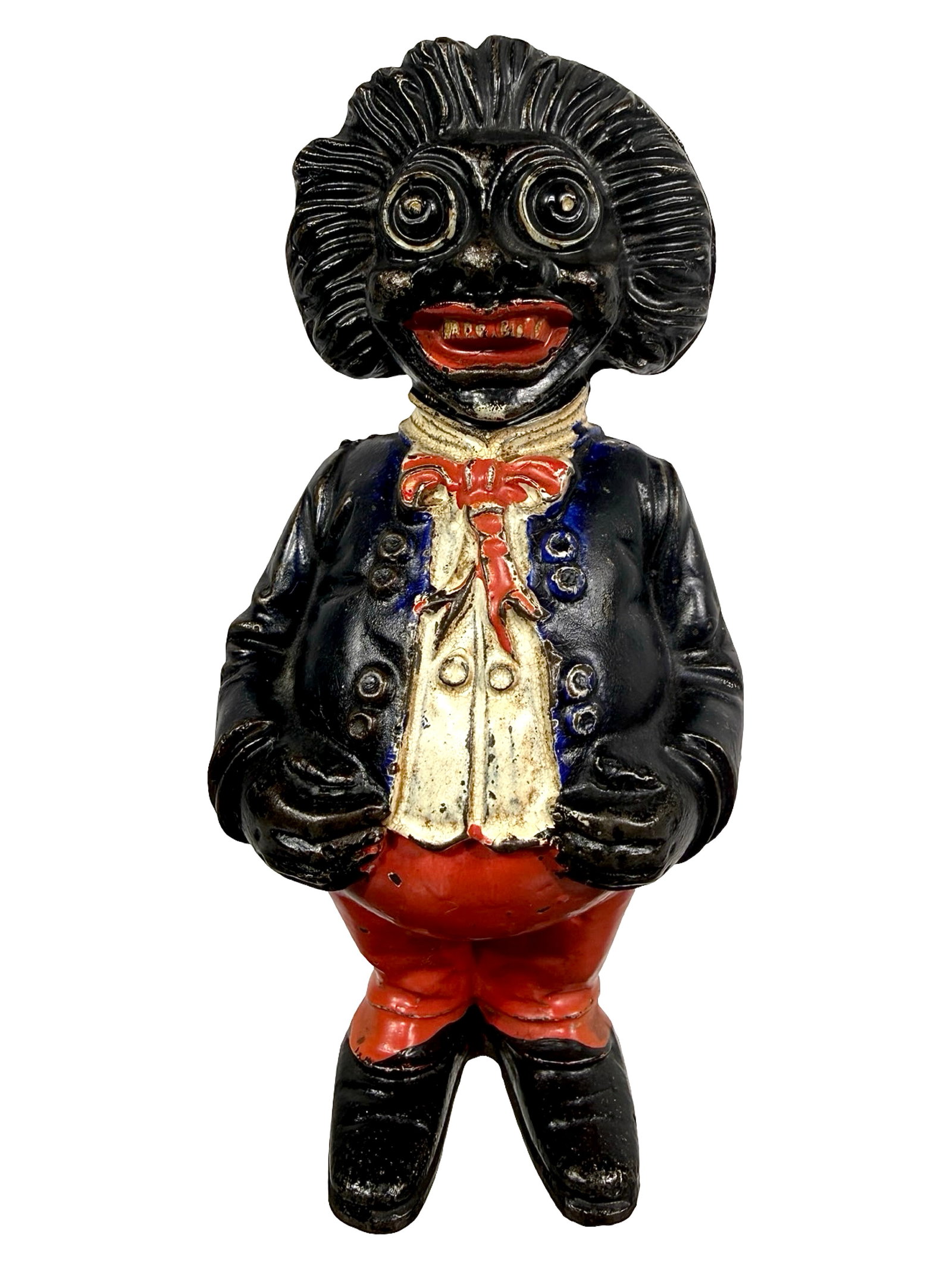 Cast Iron Golliwog Still Bank: By the John Harper Co. Ltd. England - 1910's - 6 1/4" Tall. Bob & Shirley Peirce Collection.