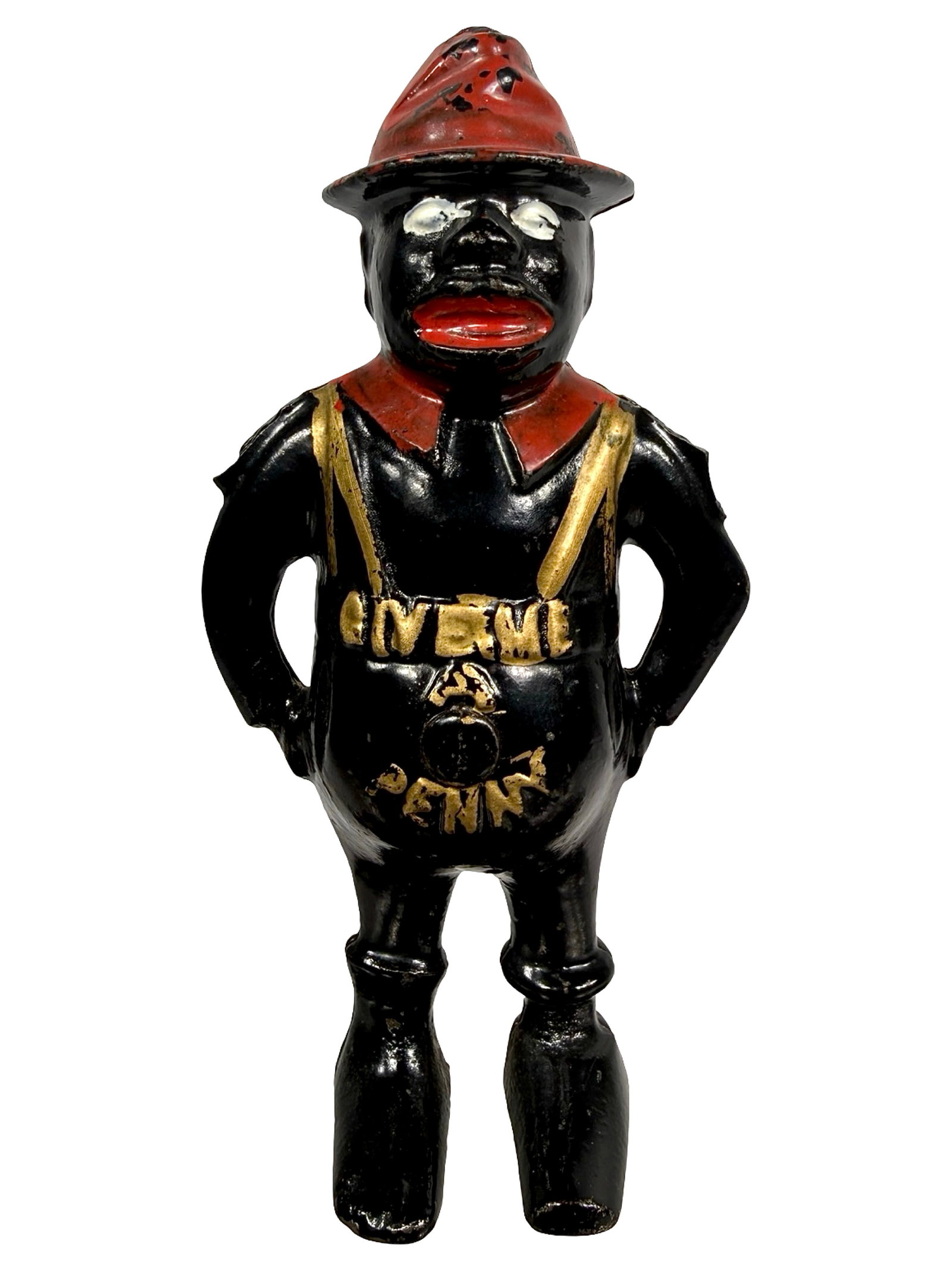 "Give Me a Penny" - Cast Iron Bank: By the Wing Mfg. Company. USA - Circa 1910's - 6 1/2" T. The Tom Kellogg Collection.