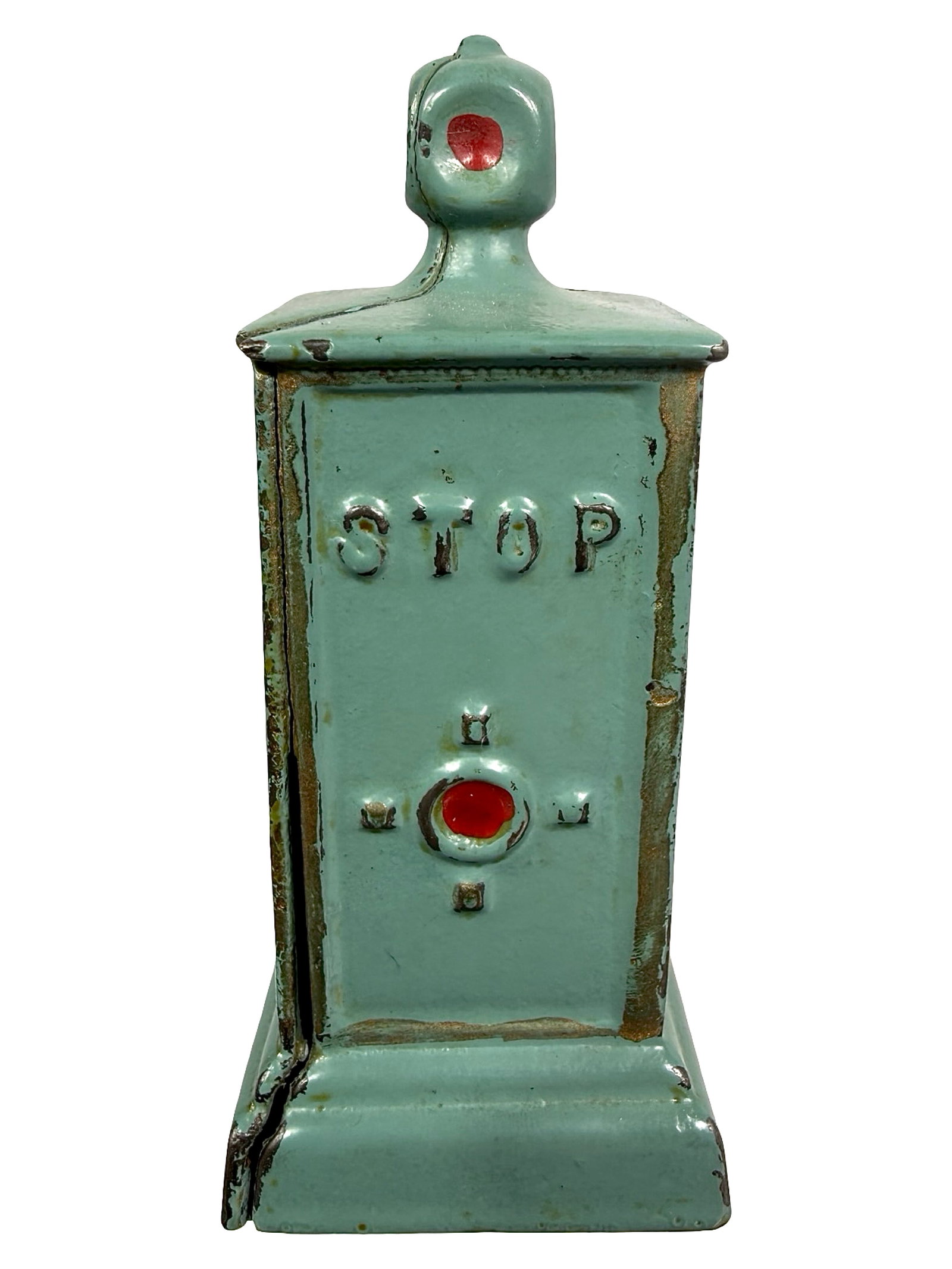 Small Traffic Sign Bank: By the Dent Hardware Company. Fullerton, Pa. - Mid 1920's - 4 3/4" T. The Tom Kellogg Collection.