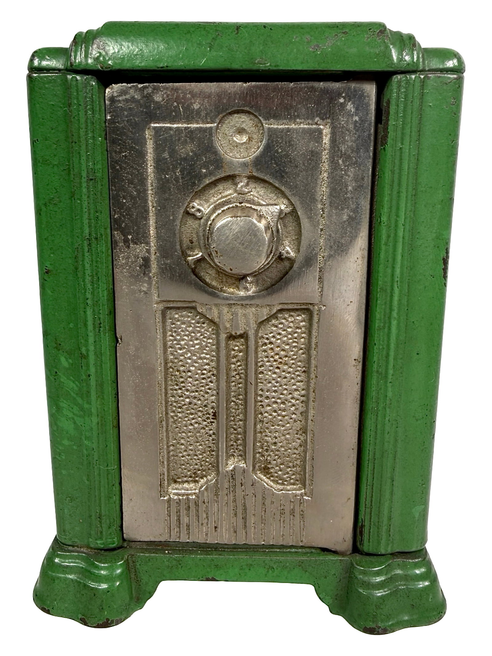 Green Radio - Combo Door - Cast Iron Bank: Kenton Hardware Company. Late 1930's - 4 1/2" Tall. Bob & Shirley Peirce Collection.