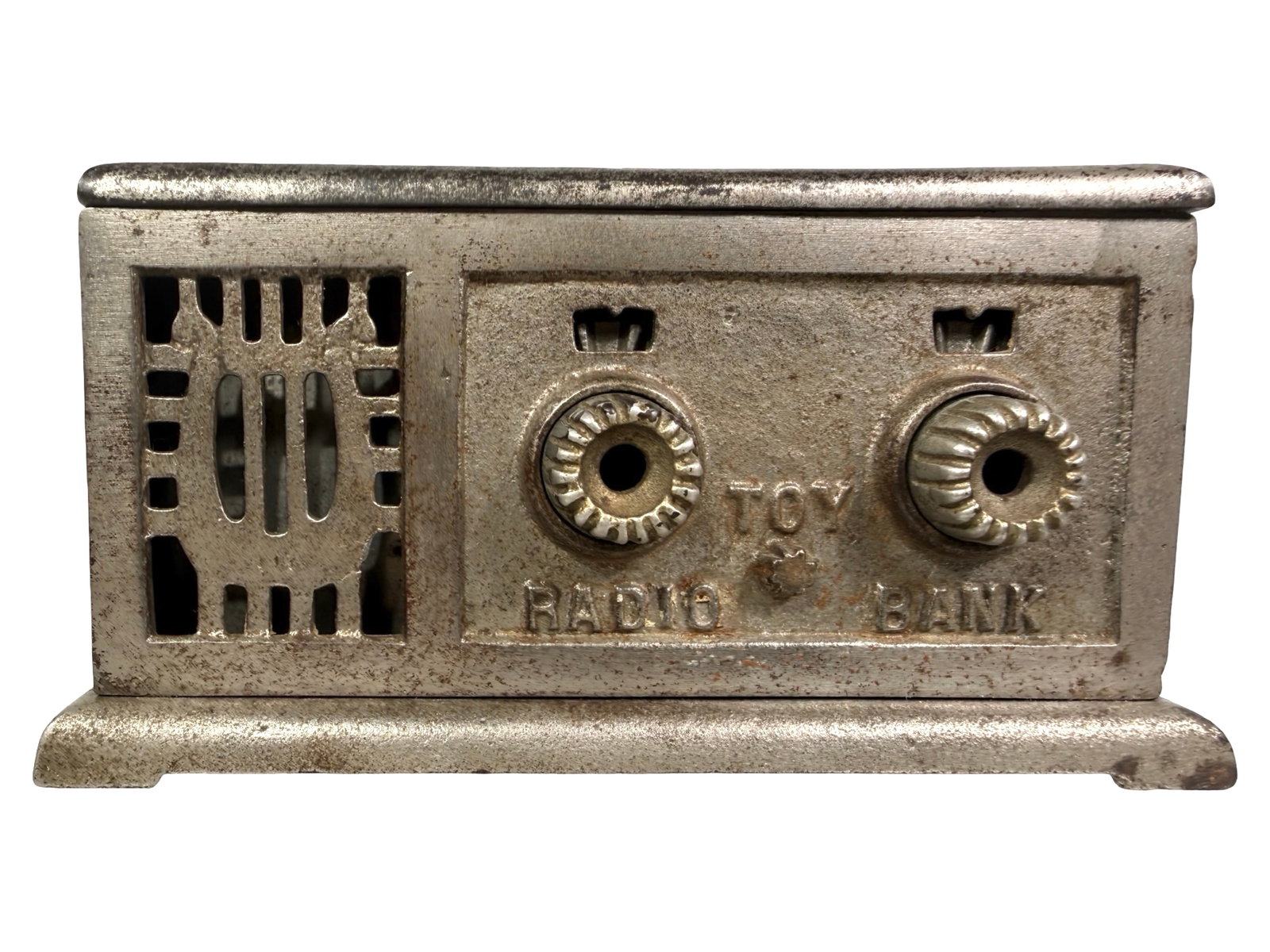 Nickel Toy Radio Bank: By J. & E. Stevens Company. 1920's - 2 3/4" T x 5 1/2" W. Bob & Shirley Peirce Collection.