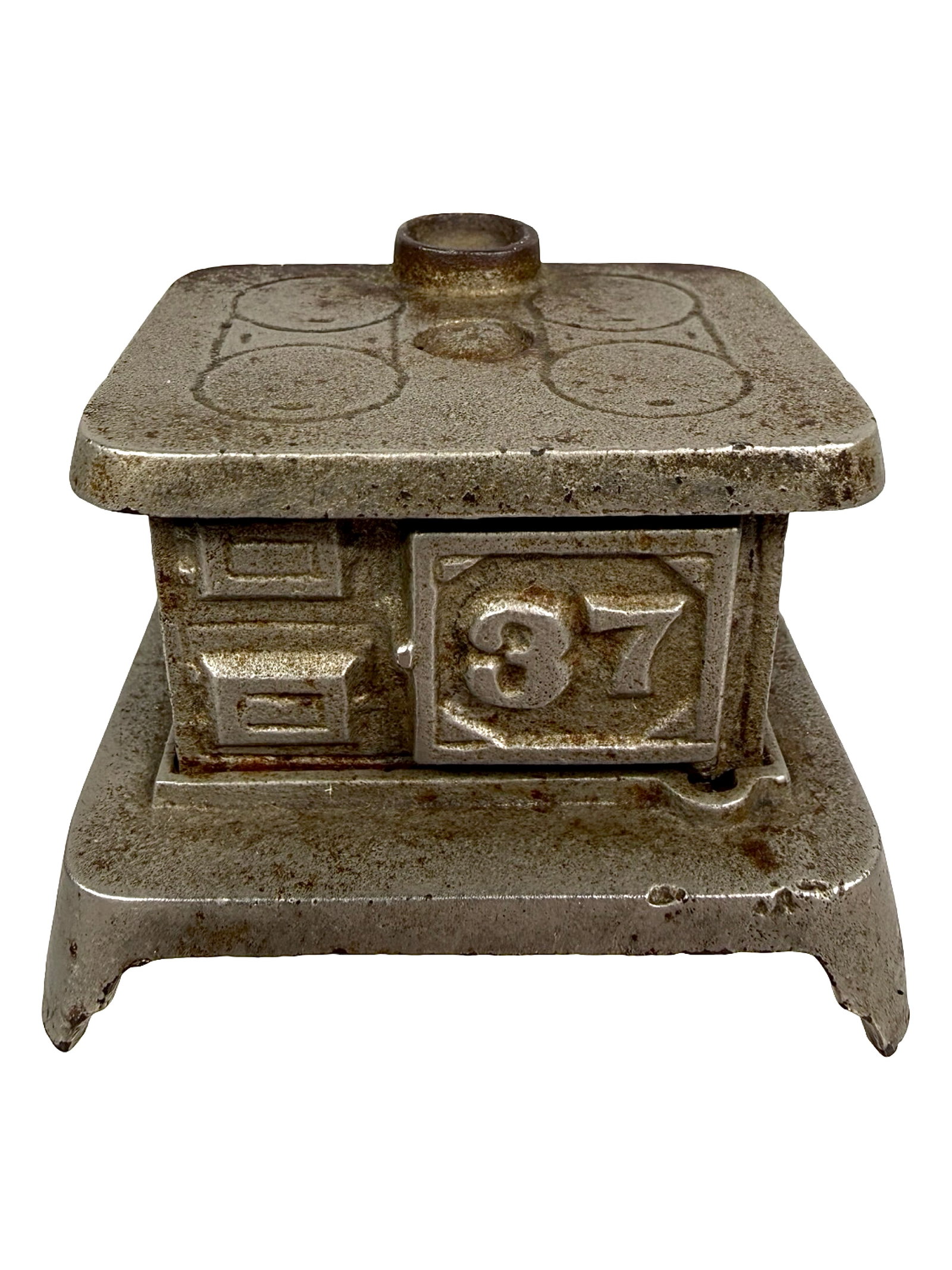 Rare Nickel "37" Stove Bank: (We Have Never Seen This One). By Grey Iron Casting Company. Penn. - Early 1900's - 2 5/8" W. The Tom Kellogg Collection.