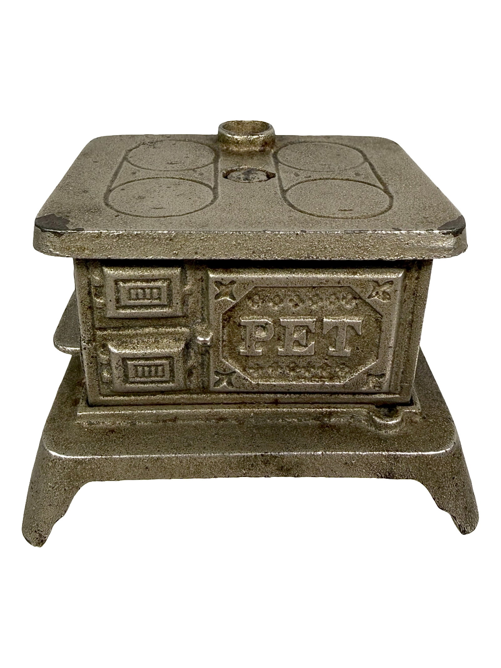 Nickled "Pet" Stove Bank (1 of 6)