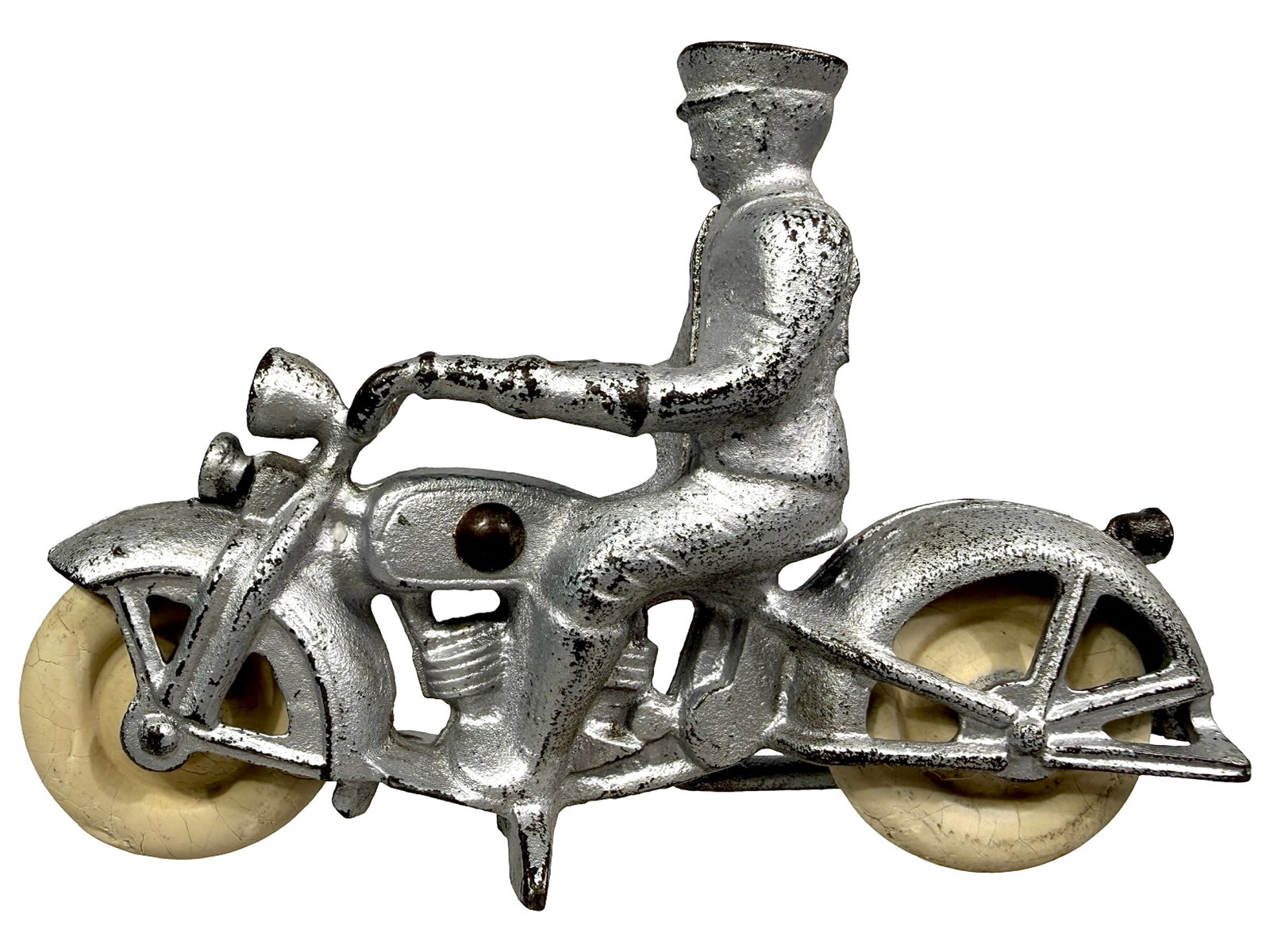Silver Racer Motorcycle - Cast Iron Toy (1 of 5)