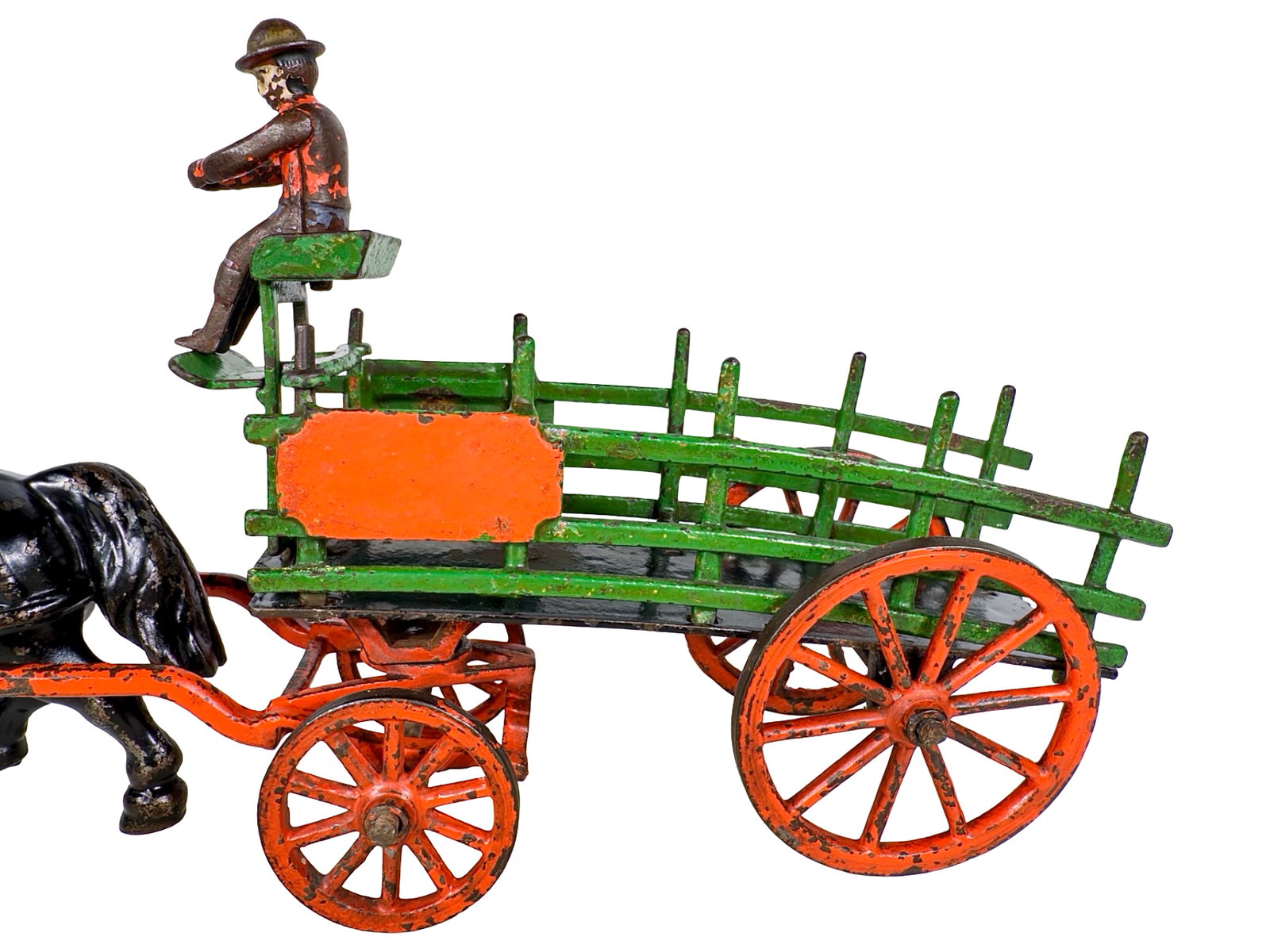 Scarce One Horse Dray Wagon - Cast Iron Toy - 2