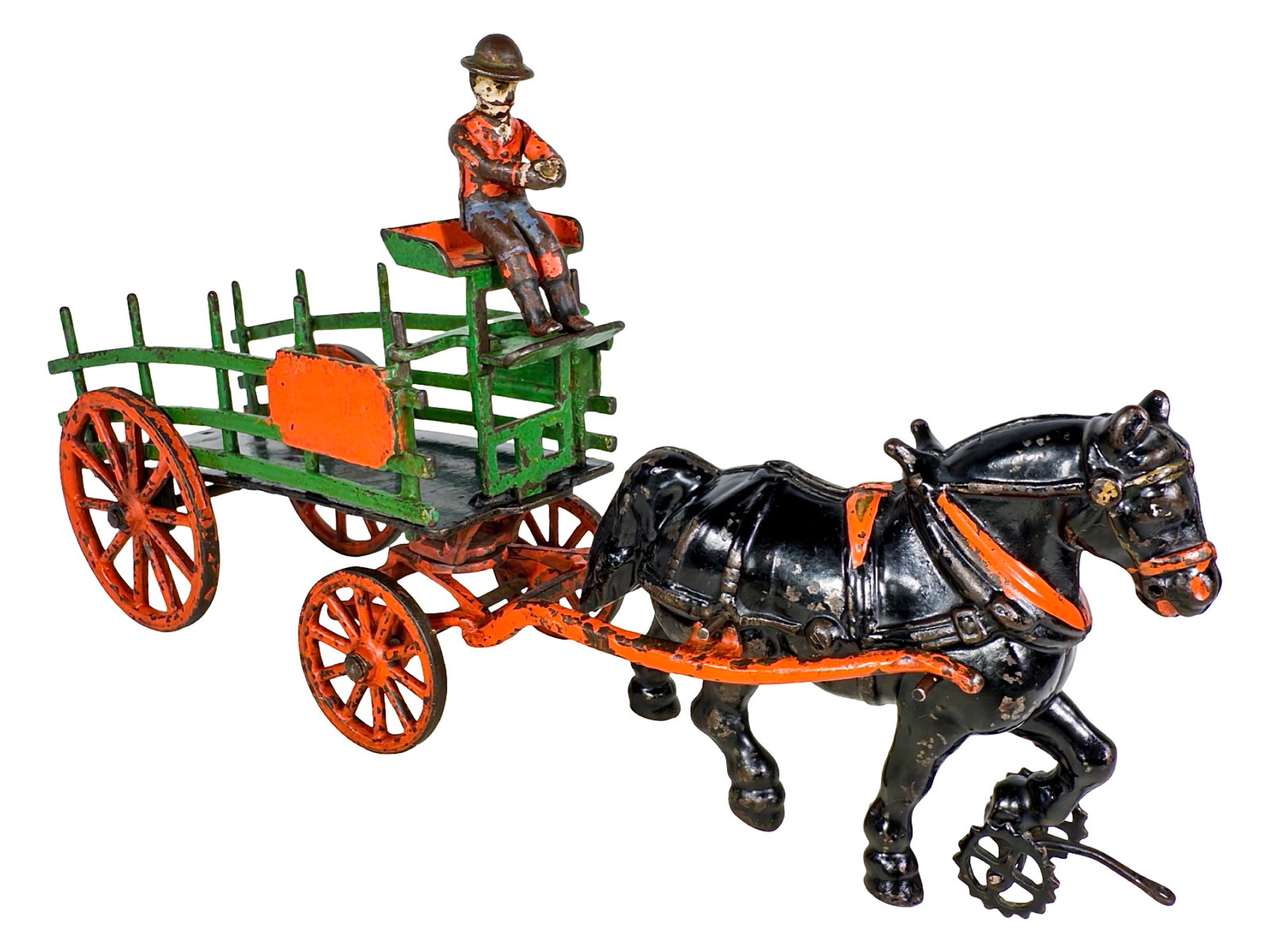 Scarce One Horse Dray Wagon - Cast Iron Toy - 6