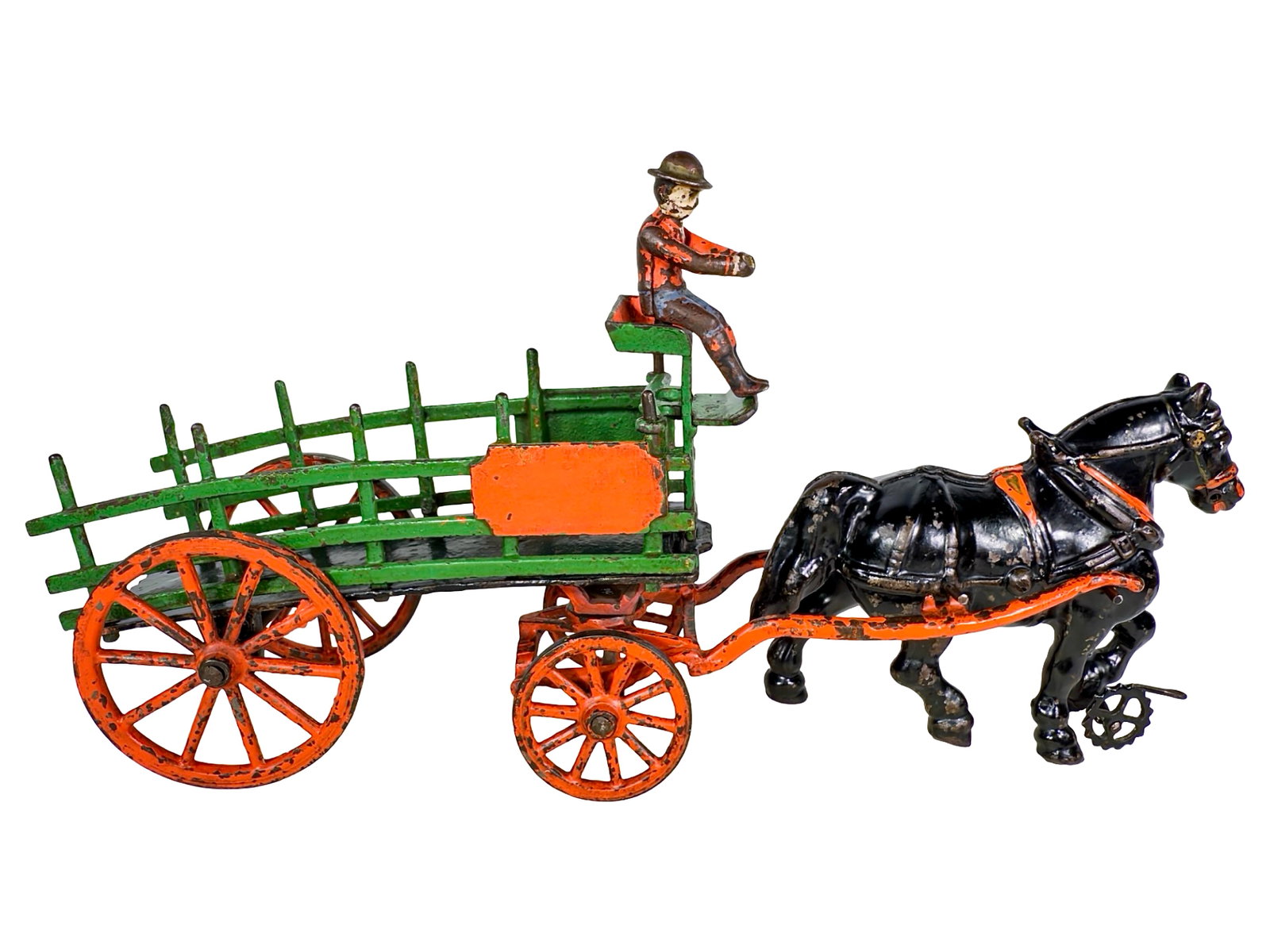 Scarce One Horse Dray Wagon - Cast Iron Toy - 7