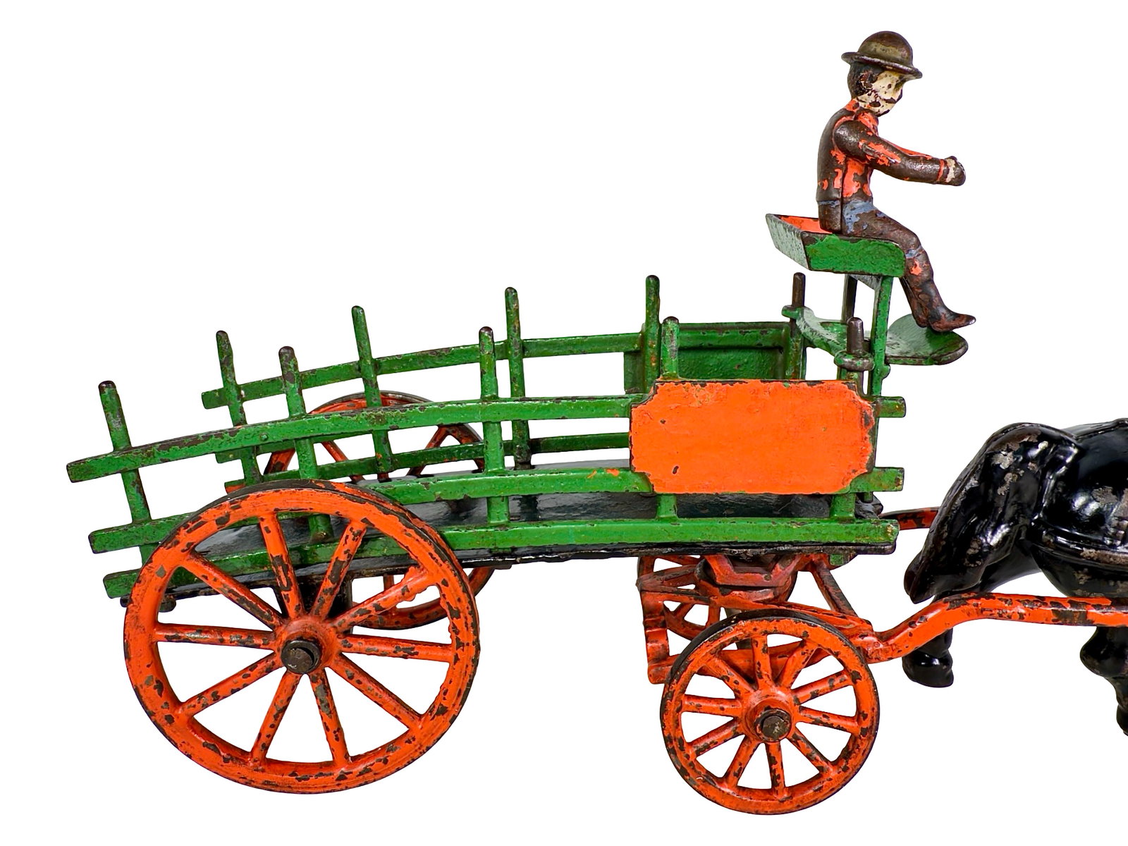 Scarce One Horse Dray Wagon - Cast Iron Toy - 9
