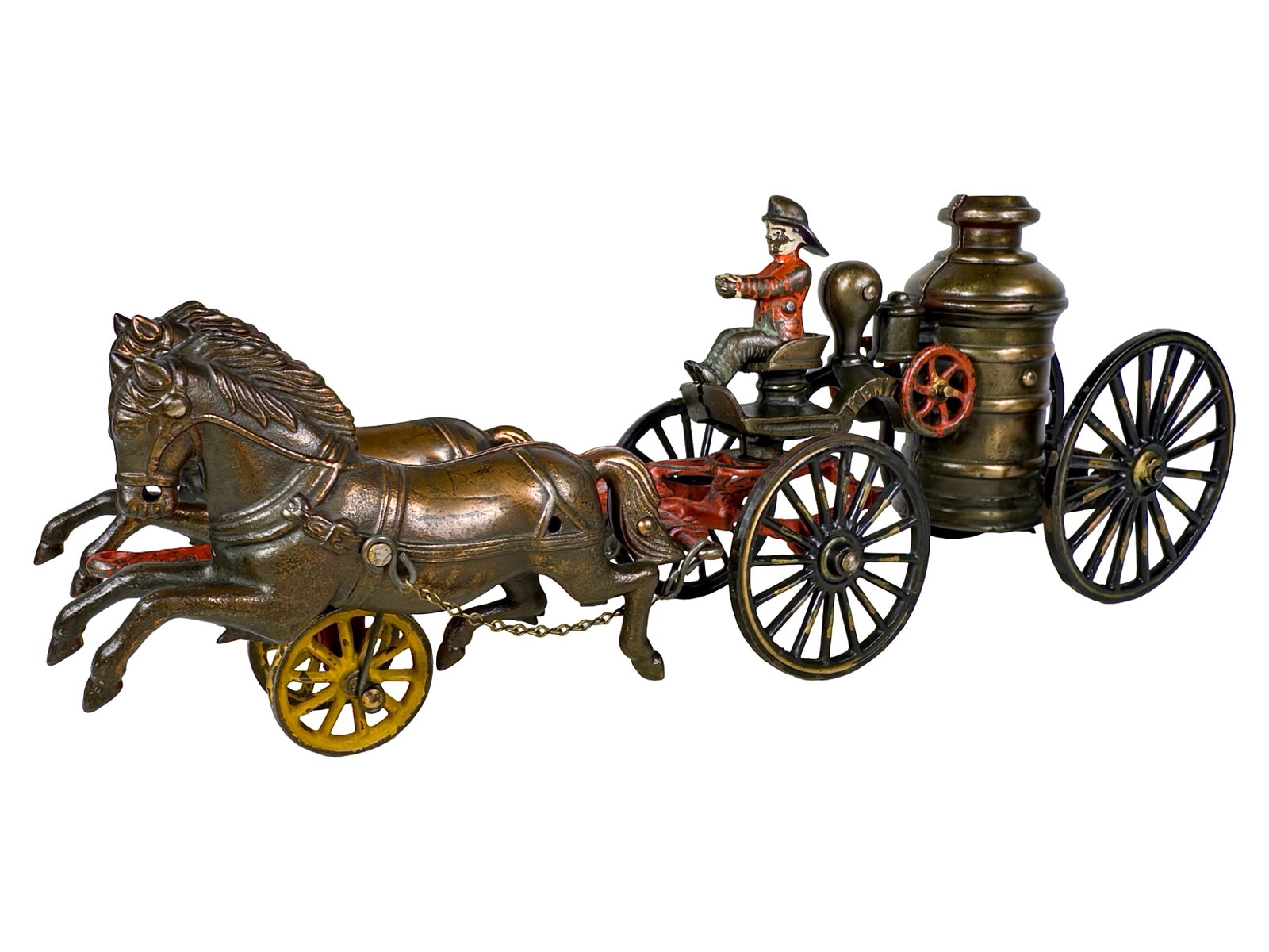 Electroplated Fire Pumper - Cast Iron Toy - 4