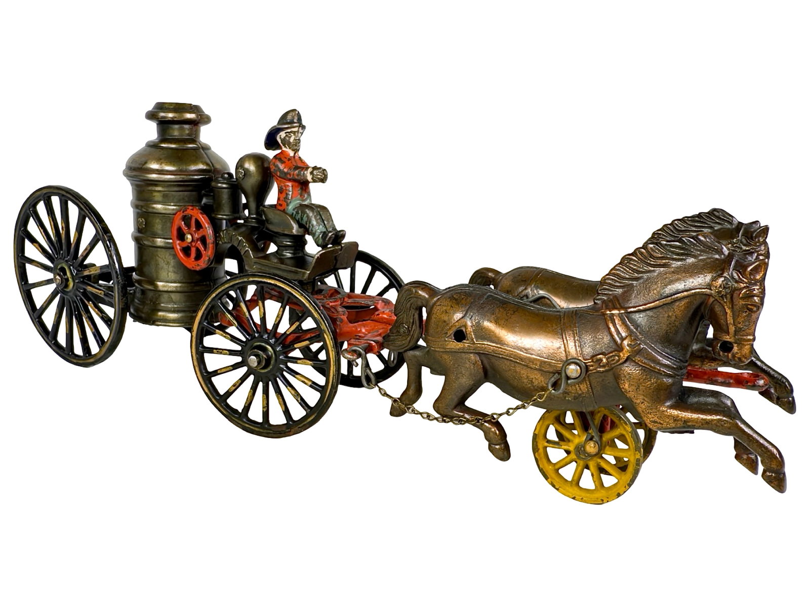 Electroplated Fire Pumper - Cast Iron Toy - 7