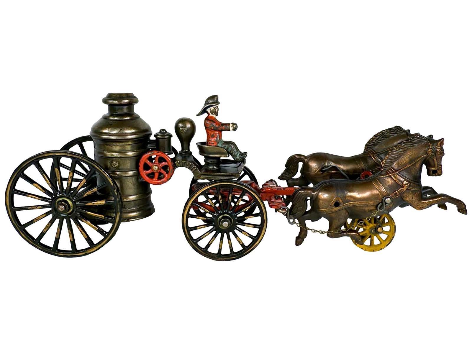 Electroplated Fire Pumper - Cast Iron Toy - 8