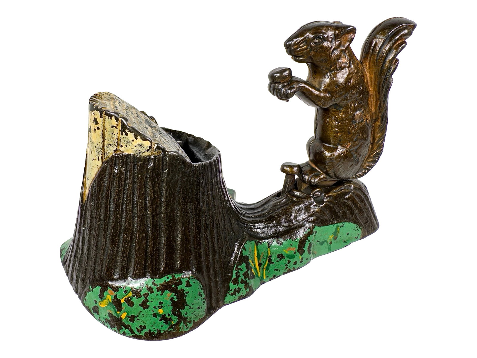 Squirrel and Tree Stump Bank: Made by Mechanical Novelty Works. New Britain, Ct. - Circa Mid 1880's. Bob and Shirley Peirce Collection.
