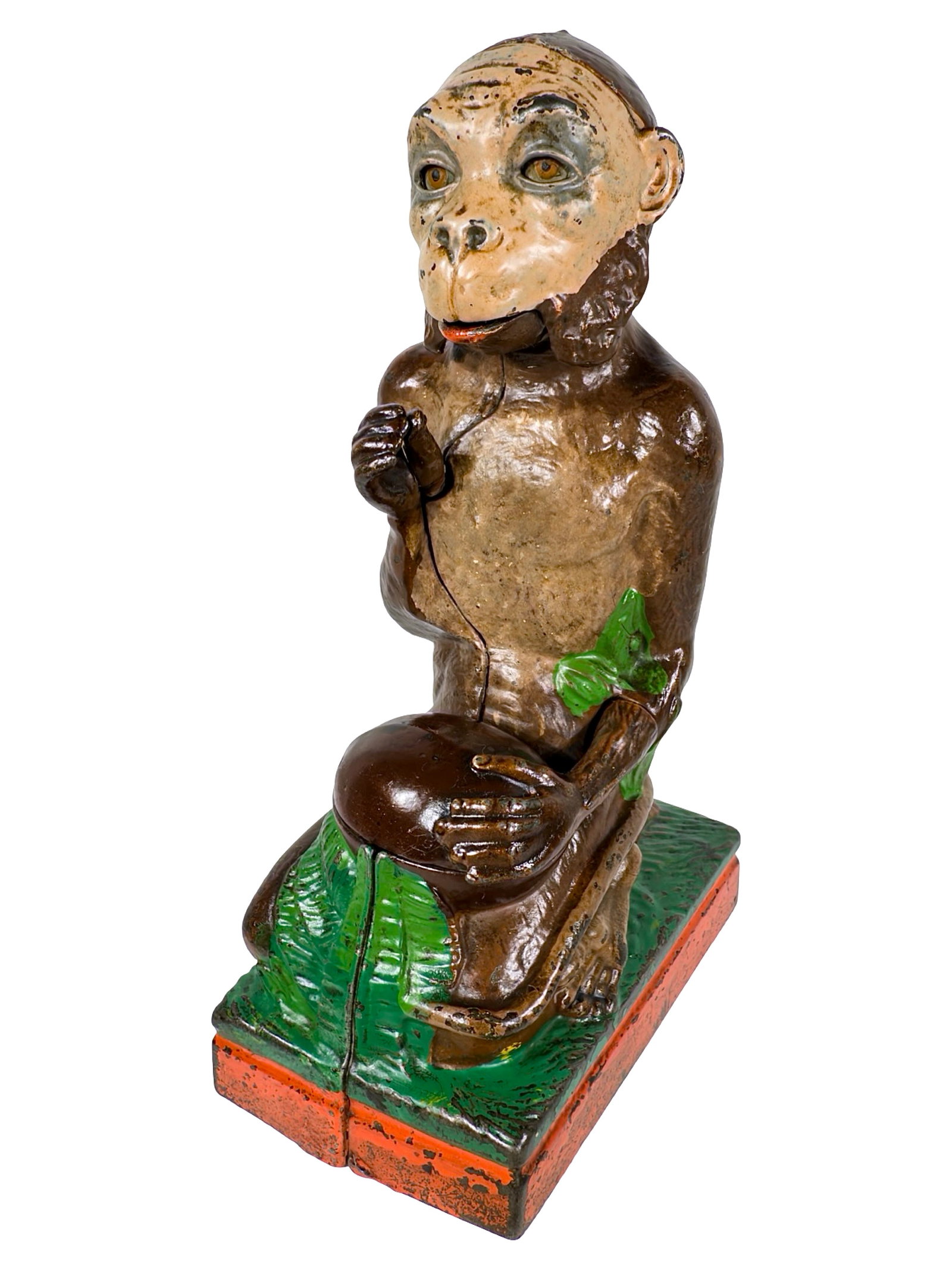 Monkey and Coconut - Mechanical Bank: Designed by James Bowen. By the J. & E. Stevens Company. Cromwell, Ct. - Circa Late 1880's.