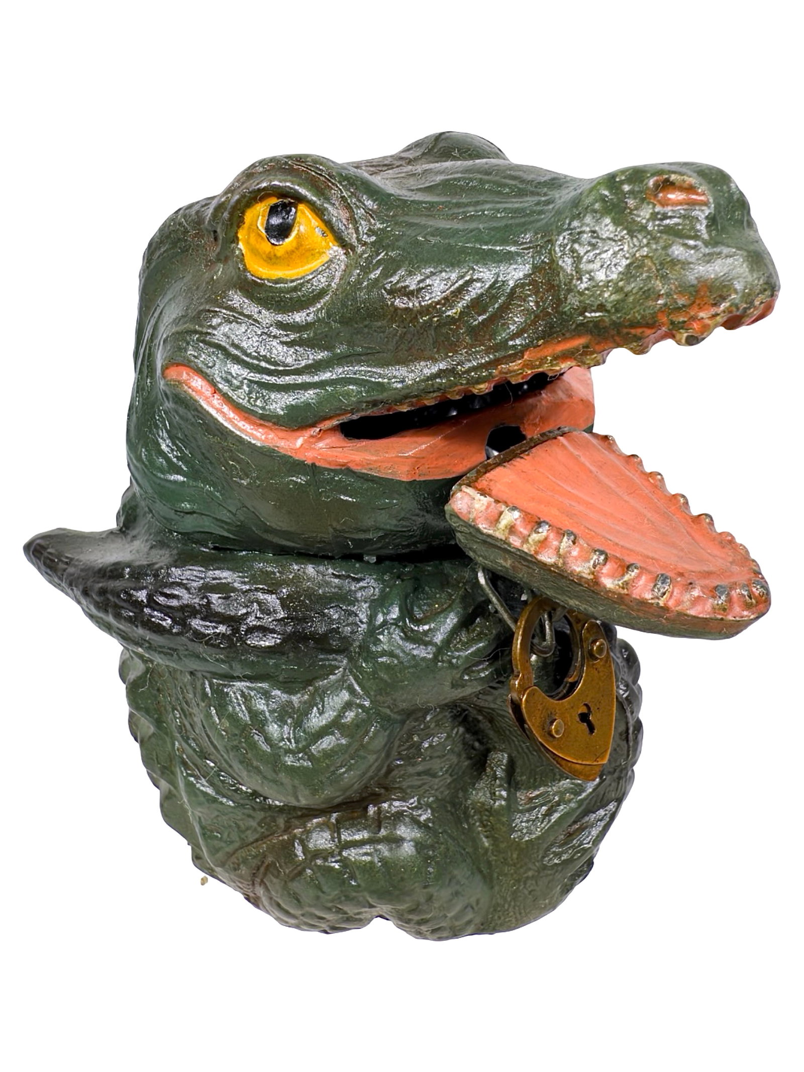 Rare Spelter Alligator Bank with Trembling Spring Jaw (1 of 7)