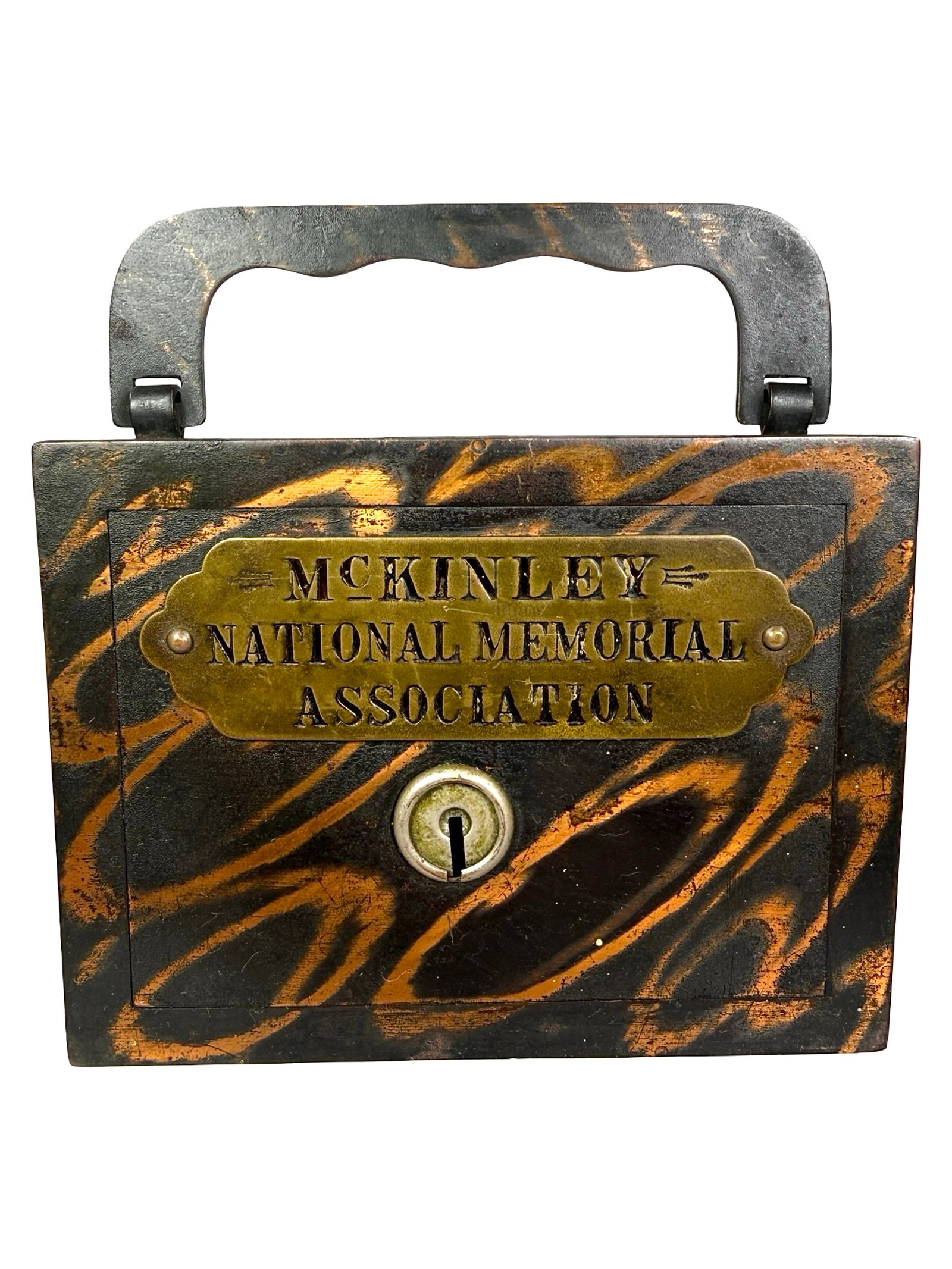 McKinley National Assoc. Alms Box: Unknown American Manufacturer. Bob and Shirley Peirce Collection. After his assassination on Sept, 6, 1901, a national association was established in President McKinley's honor to raise funds for a me