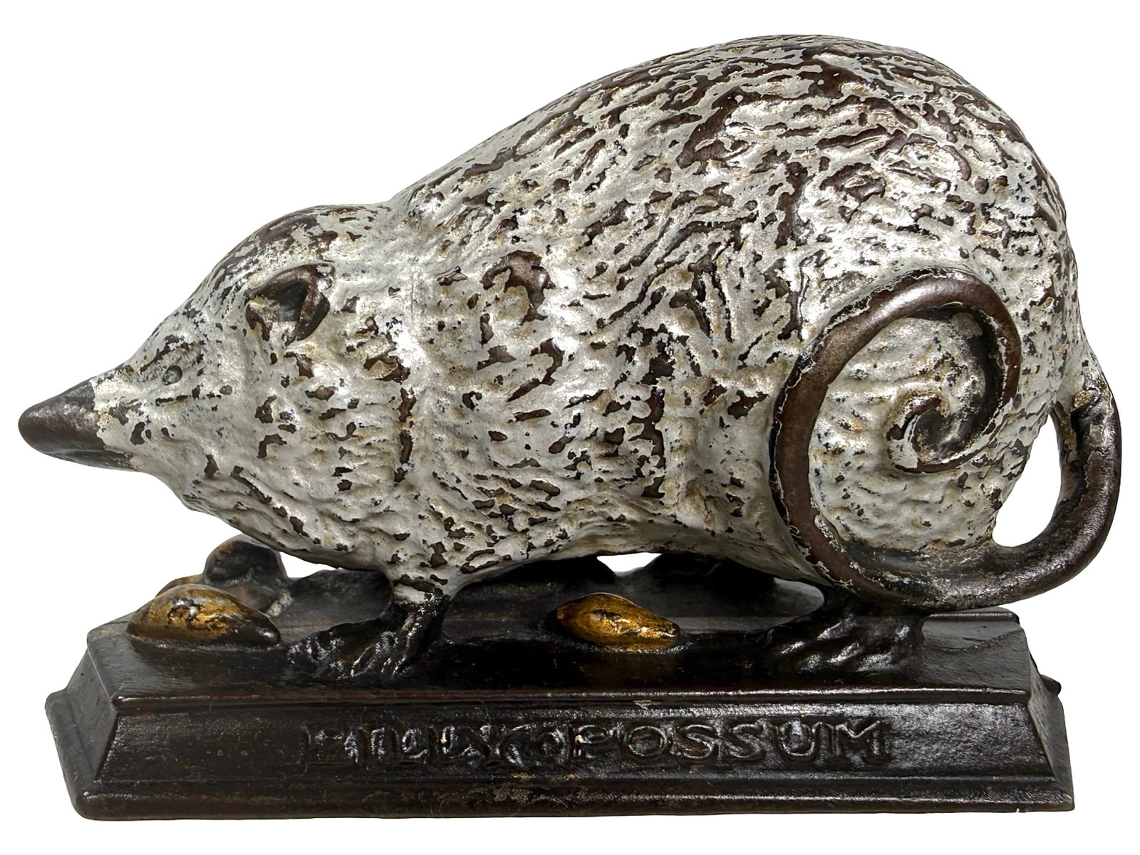 Deluxe Billy Possum Bank: Japanned, Gold and Silver. Made by the J. M. Harper Company. Chicago - Circa 1909 - 3" T x 4" W.