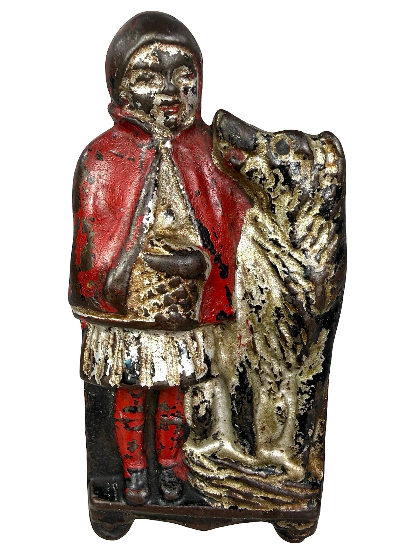 Little Red Riding Hood Safe: Made by the J. M. Harper Company. Chicago - Ca. 1907 - 5" Tx 2 1/2" W. Bob and Shirley Peirce Collection.