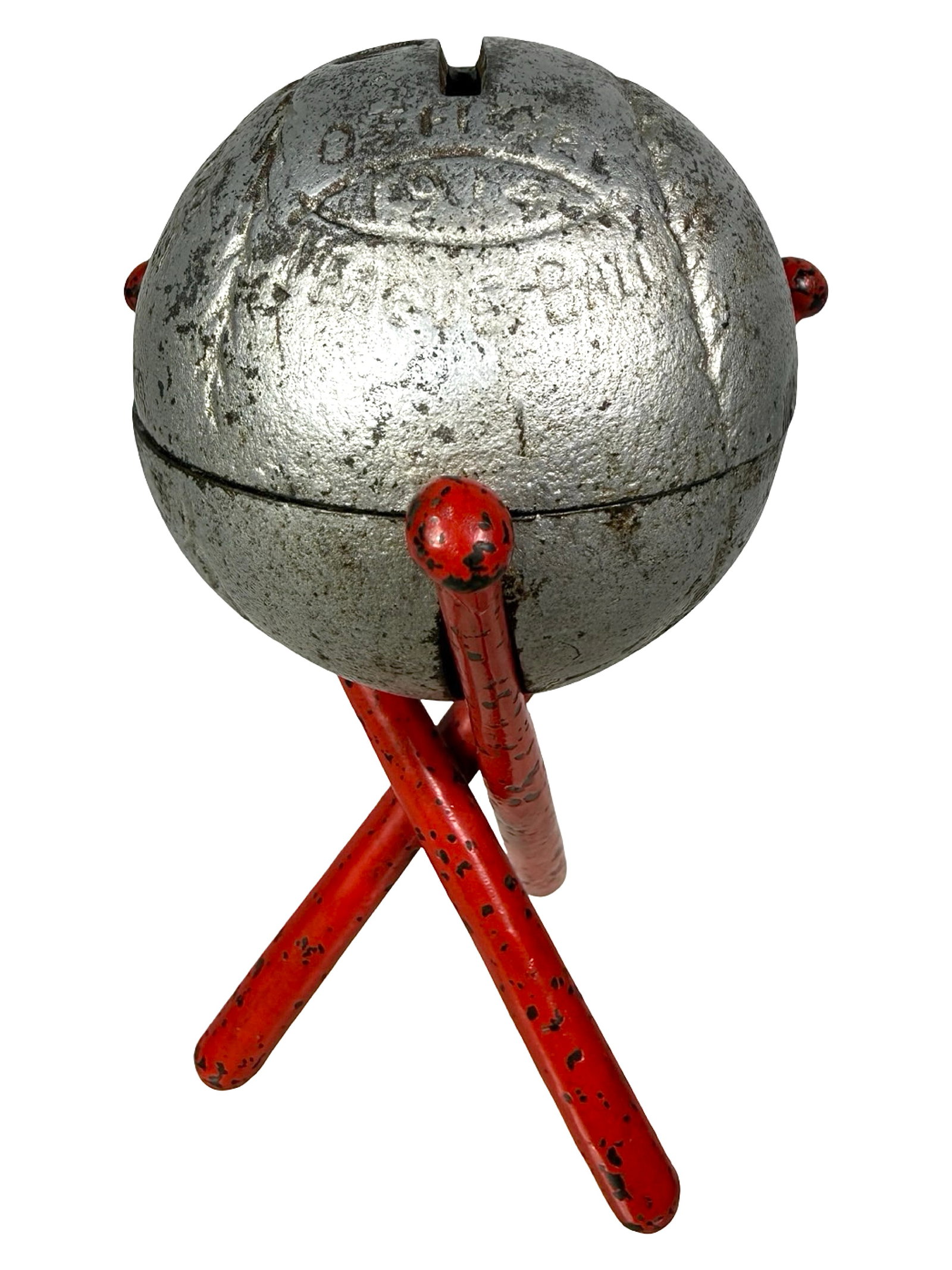 Baseball on Three Crossed Bats - Still Bank: Made by the Hubley Mfg. Company. Lancaster, Pa. - Circa 1914 - 5 1/4" T. Bob and Shirley Peirce Collection.