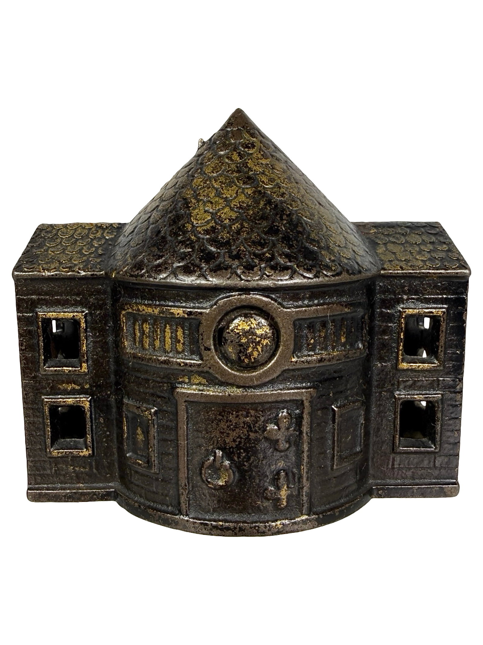 Rare Cone Top Building - Still Bank: Unknown American Maker. Circa 1890's - 2 3/4" Tall. The Tom Kellogg Collection.