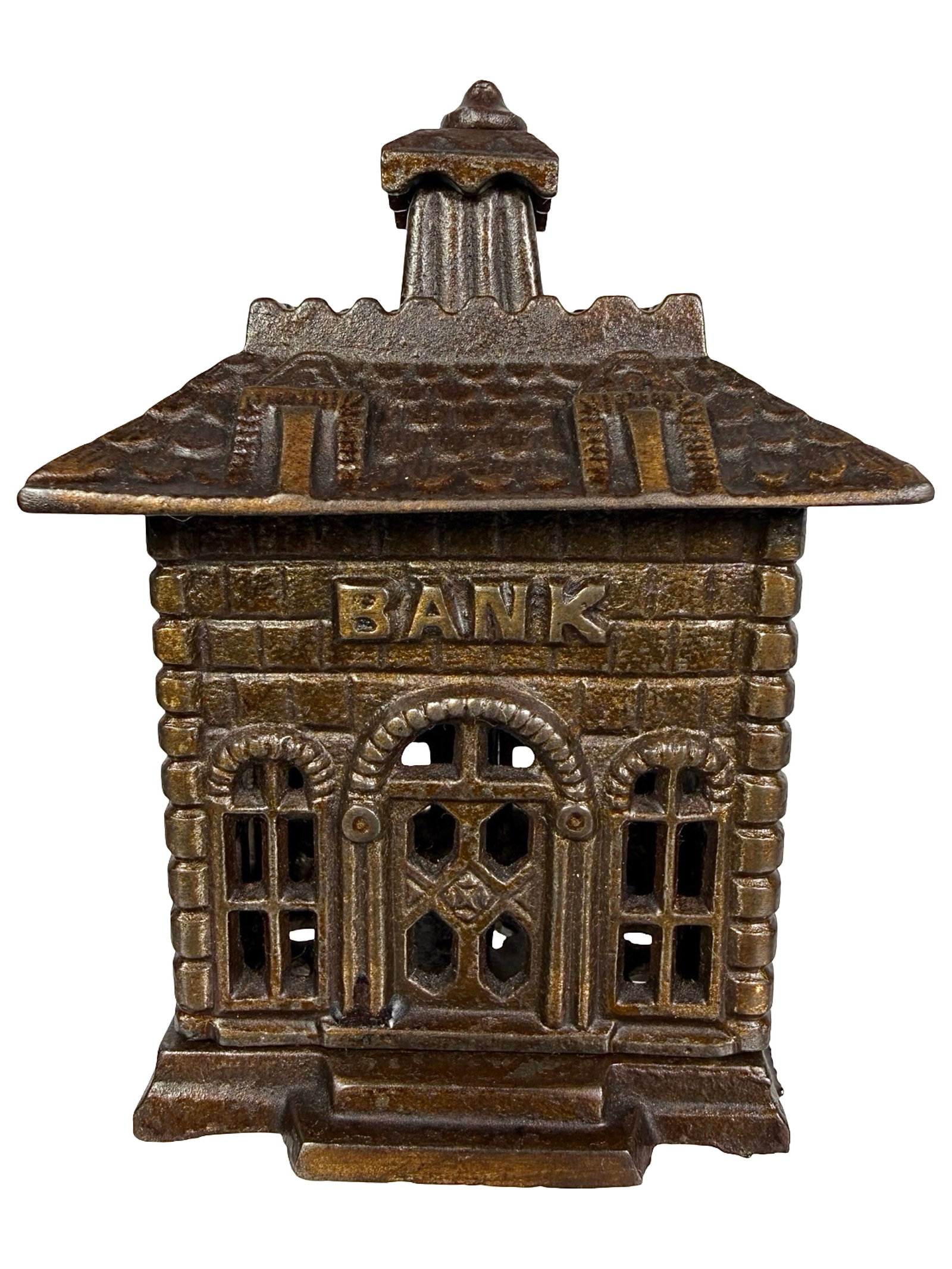 Extremely Rare "BANK" Building: Made by John Harper Co. Ltd. England - Circa 1911 - 3 1/8" T. Shown on P. 220 in Peirce Book. The Tom Kellogg Collection.