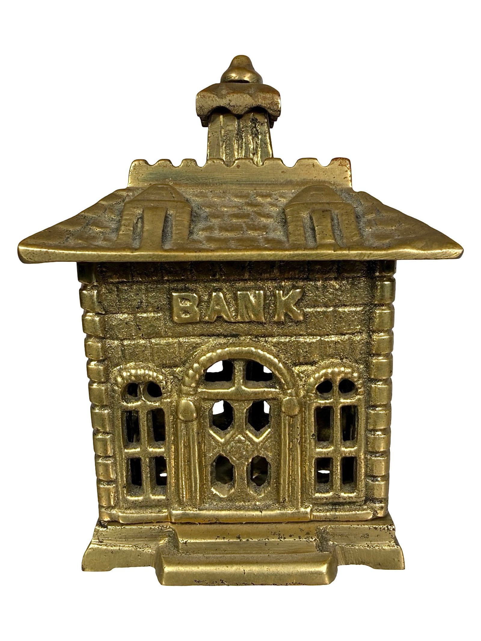 Extremely Rare "BANK" Building: Made of Brass. Made by John Harper Co. Ltd. England - Circa 1911 - 3 1/8" T. The Tom Kellogg Collection.