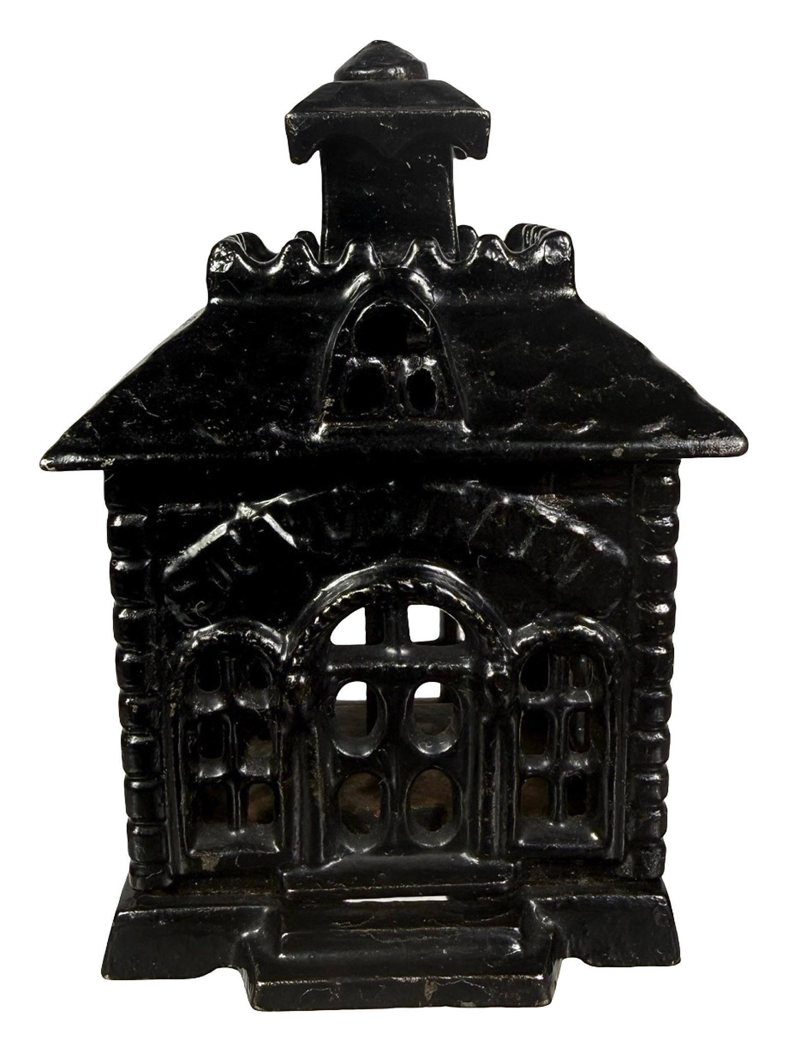 Small Ebony Black State Bank with Arched Letters & Solid Door (1 of 6)