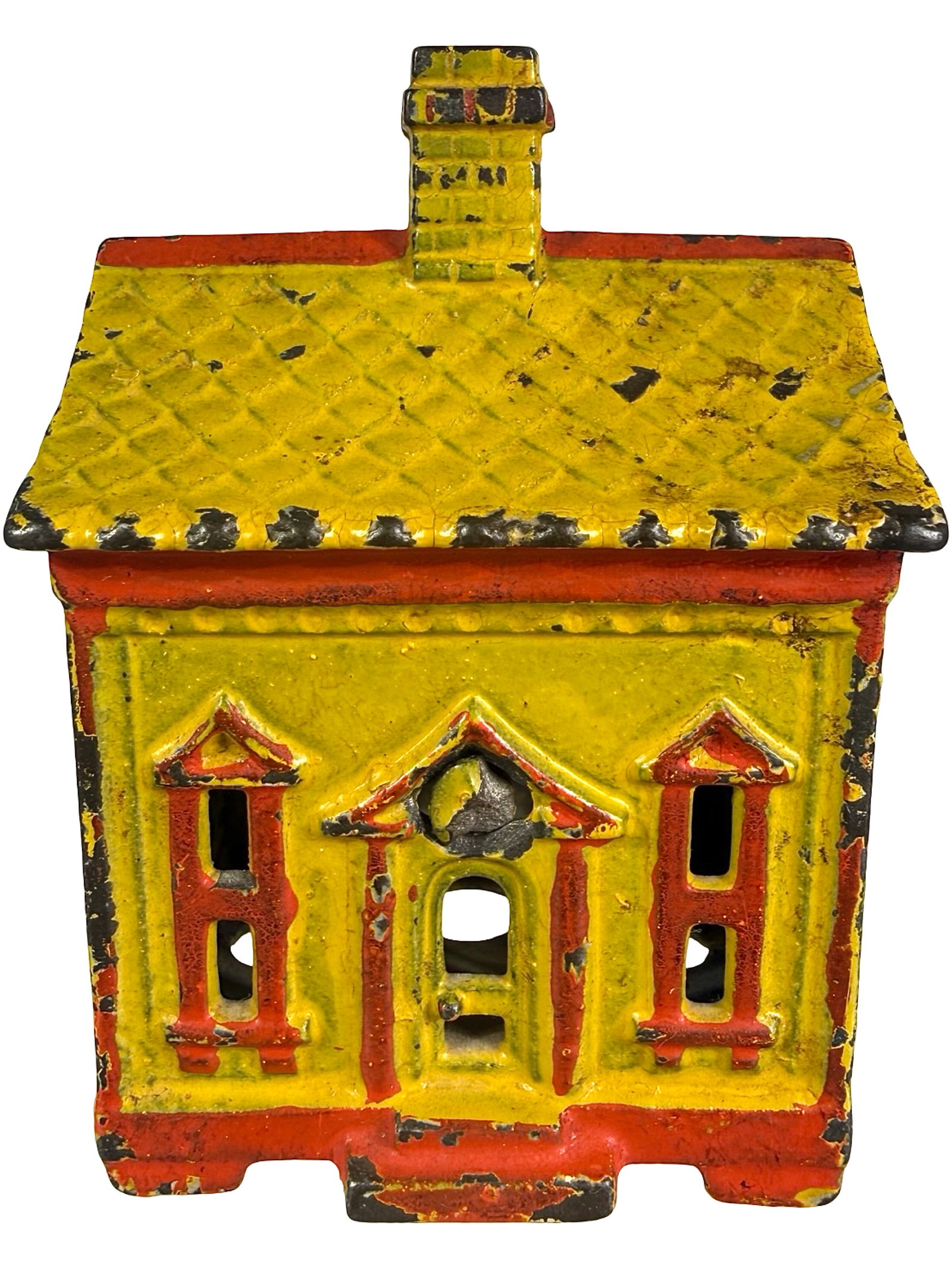 One Story House - Still Bank: Finished Yellow and Red. The J. & E. Stevens Company. Cromwell, Ct. - Circa 1890's. The Tom Kellogg Collection.