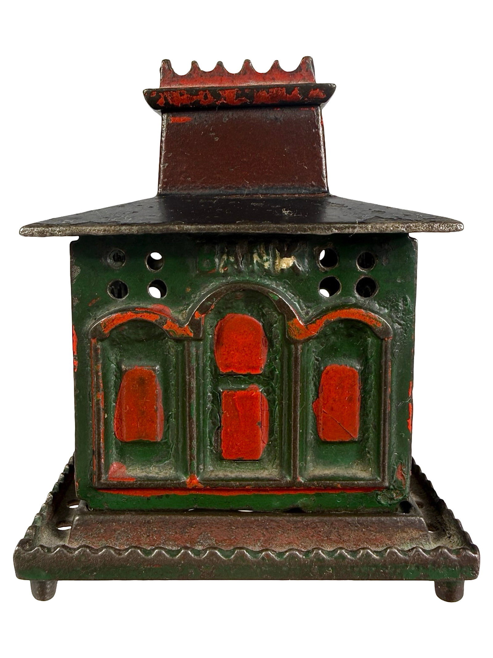 Small Crown Bank on Legs: The J. & E. Stevens Company. Cromwell, Ct. - Circa 1875. The Tom Kellogg Collection.