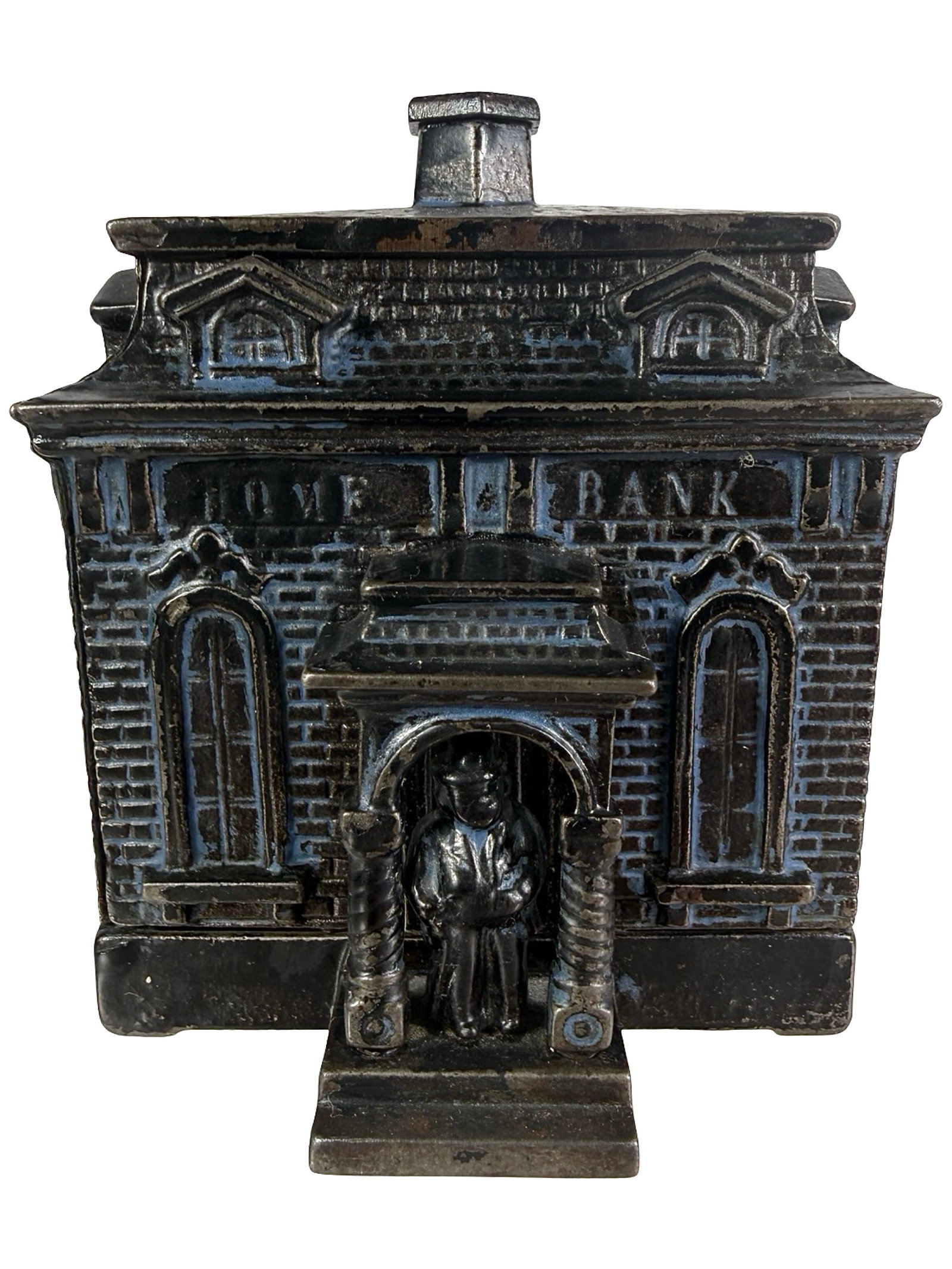 Ebony Japanned Home Bank: Finished with a Light Blue Wash. By the H. L . Judd Company. The Tom Kellogg Collection.