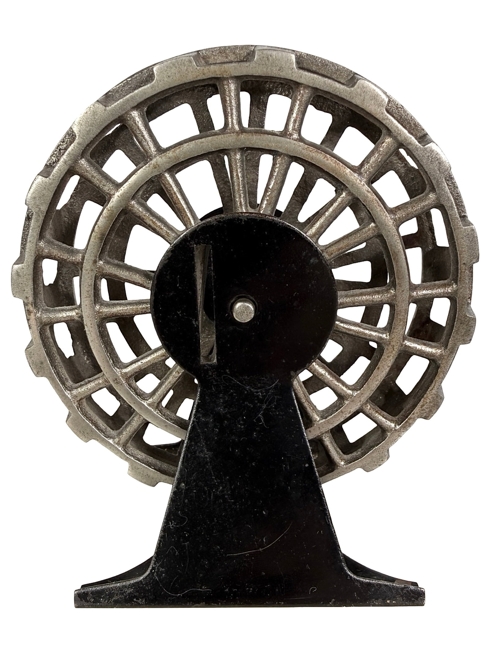 Rare Waterwheel Still Bank: Made of Cast Iron & Sheet Steel. Unknown American Manufacturer. Circa Late 1890's - 4 1/2" T x 4" W. Bob and Shirley Peirce Collection.