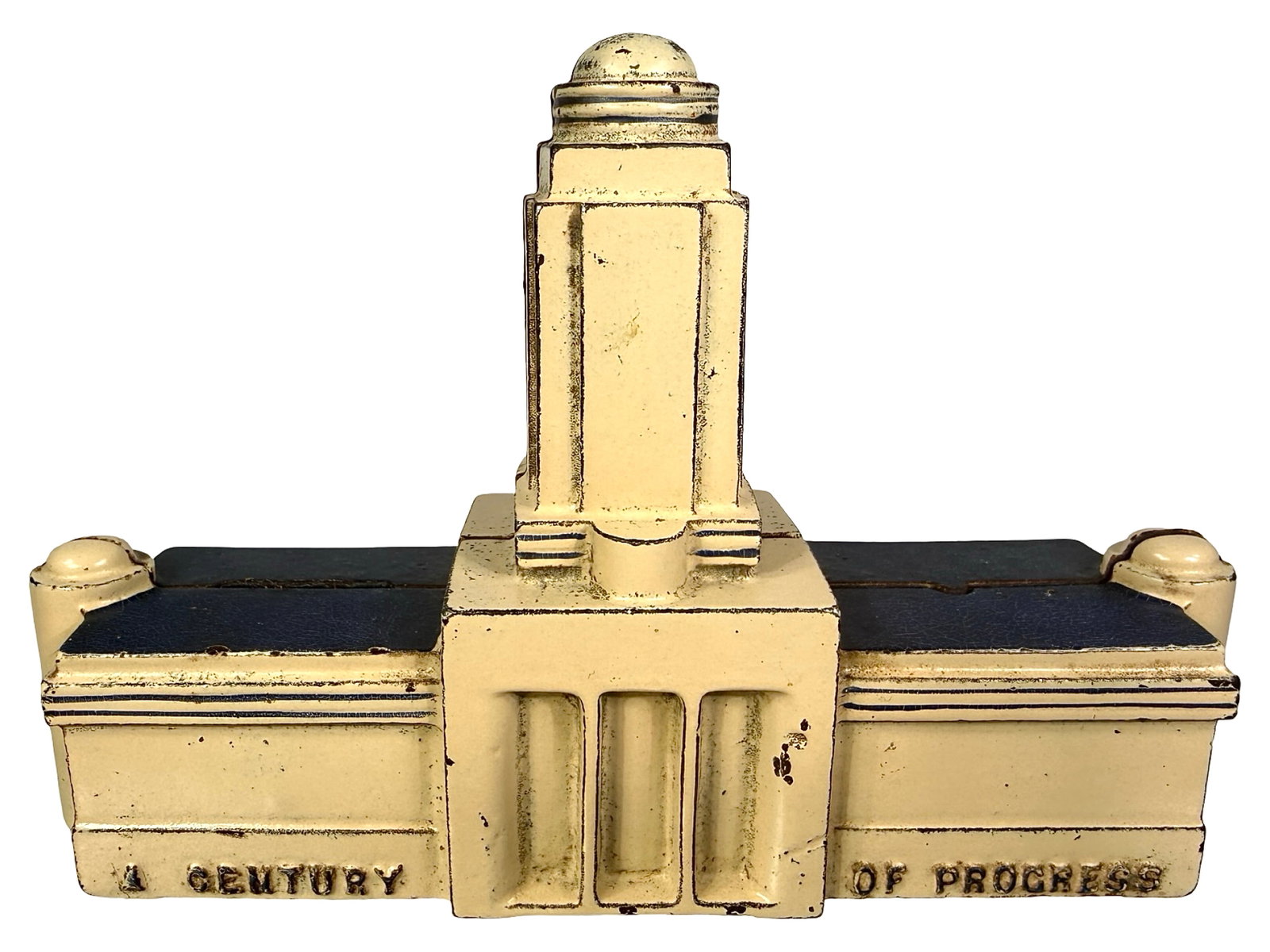 1933 "Century of Progress" Bank: Made by the Arcade Mfg. Company. Freeport, Illinois - 1933 - 4 1/2" Tall. The Clayton Luther Collection. This bank was modeled after the Sears Roebuck Pavilion that was featured at this Chicago World'