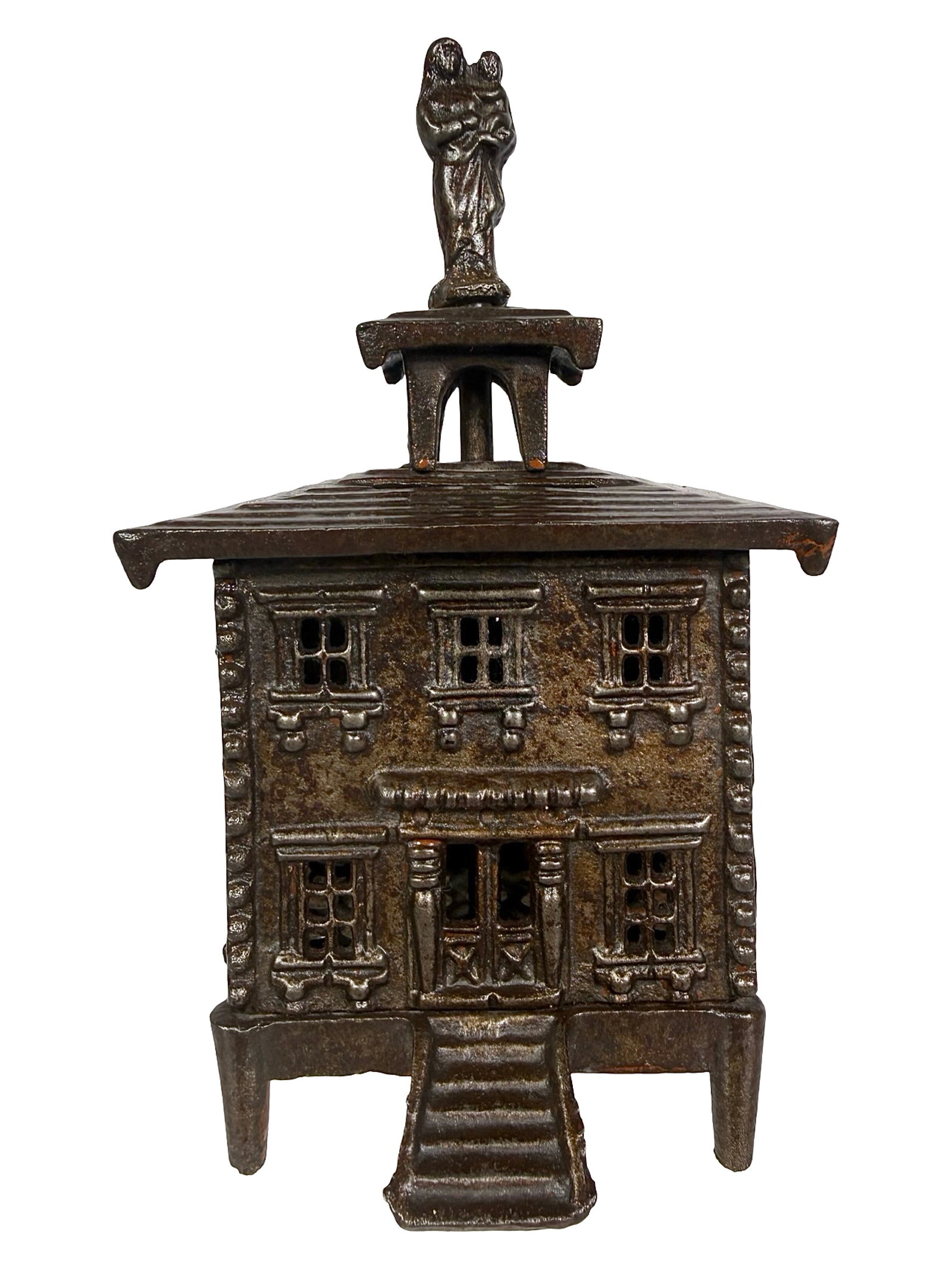 Caisse with Mother & Child - Still Bank: Unknown French Maker. Circa 1890's - 7 1/2" T. Shown on P. 228 in Peirce. The Tom Kellogg Collection.