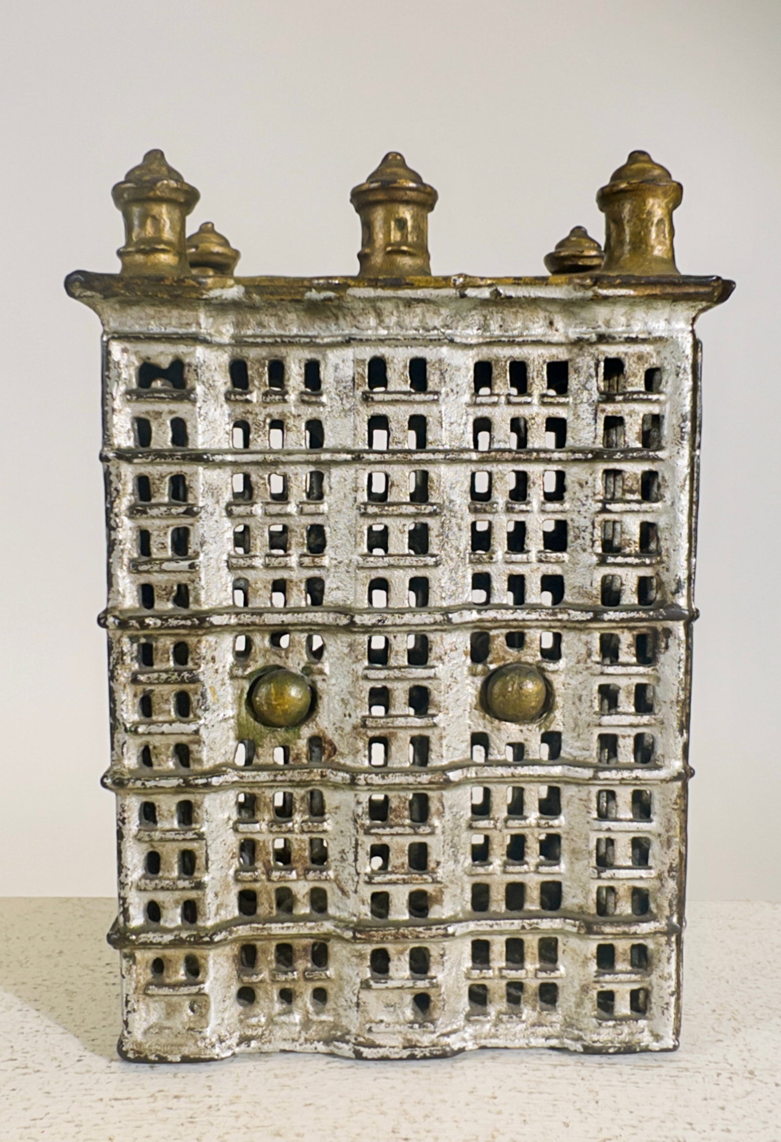 Skyscraper with Six Turrets - Cast Iron Still Bank (1 of 4)