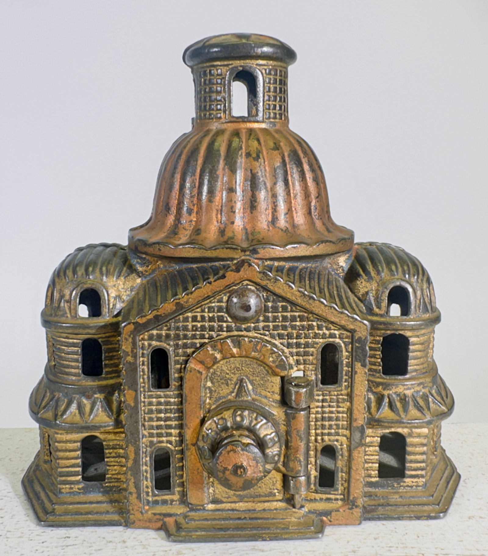Domed Mosque - Large - Cast Iron Still Bank: Grey Iron Casting Company. Mount Joy, PA. 1910. 5" Tall x 5 1/8" Wide. Clayton Luther Collection.