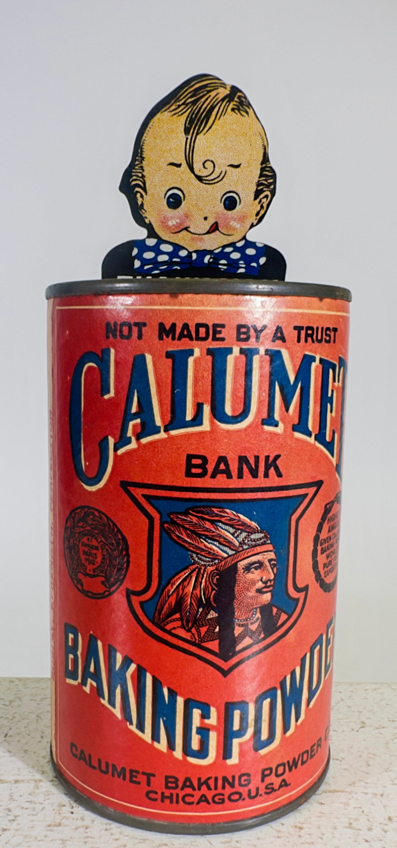 Calumet Mechanical Bank - Tin and Cardboard (1 of 2)