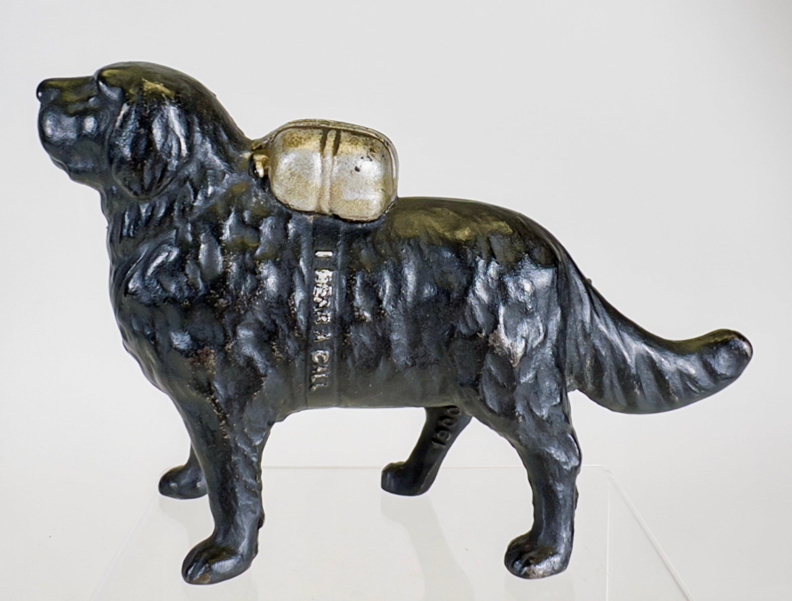 Dog - I Hear a Call - Cast Iron Still Bank - Scarce Version with Baffle (1 of 2)