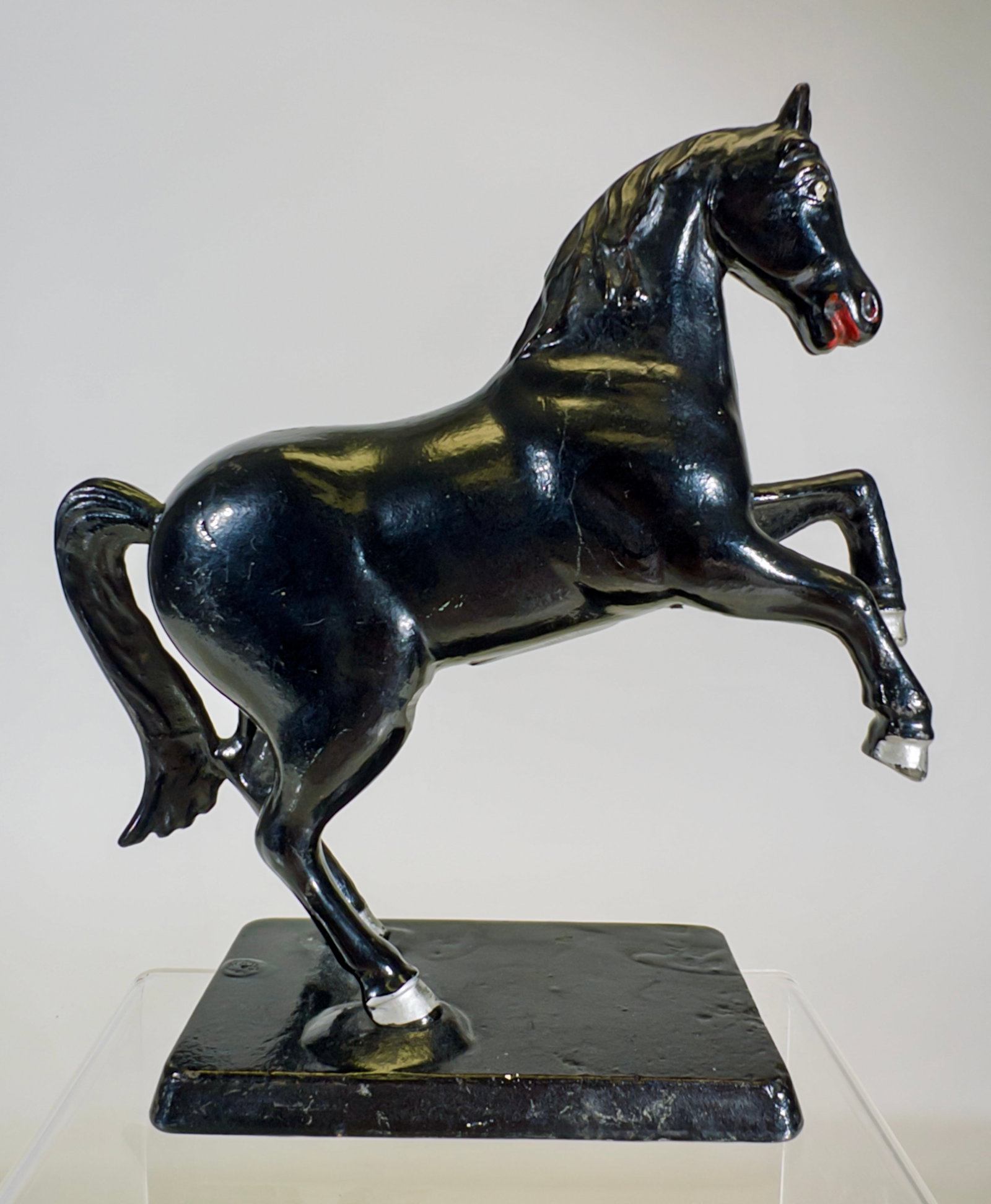 Rearing Horse on Base - Cast Iron Still Bank: A.C. Williams Company. Ravenna, OH. 1920's. 7 3/8" Tall x 6 1/2" Wide. Tom Kellogg Collection.