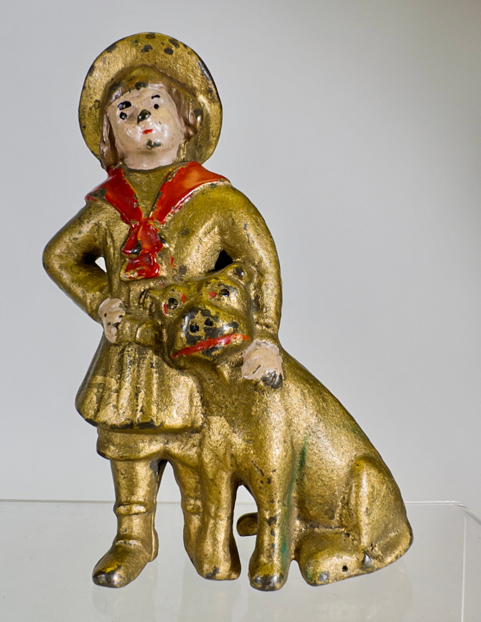 Buster Brown & Tige - Cast Iron Still Bank: A.C Williams Company. Ravenna, OH. 1920's. 5 1/8" Tall x 3" Wide. Tom Kellogg Collection.