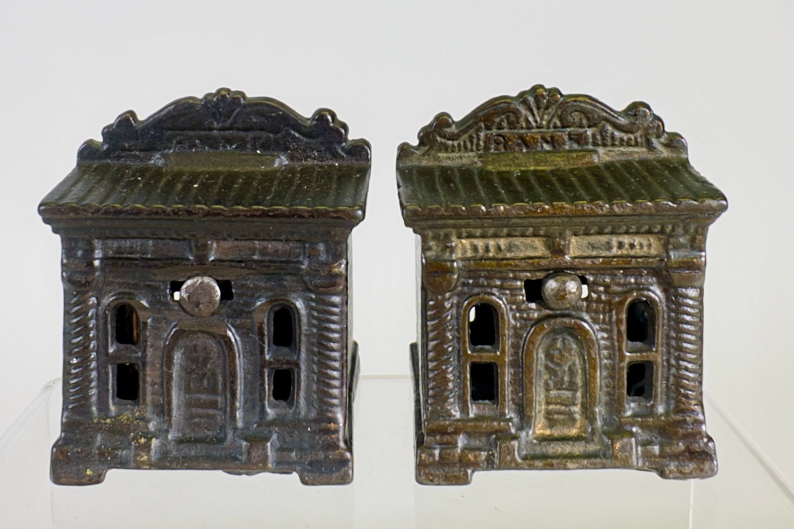 Two Small 1876 - Cast Iron Building Banks (1 of 2)