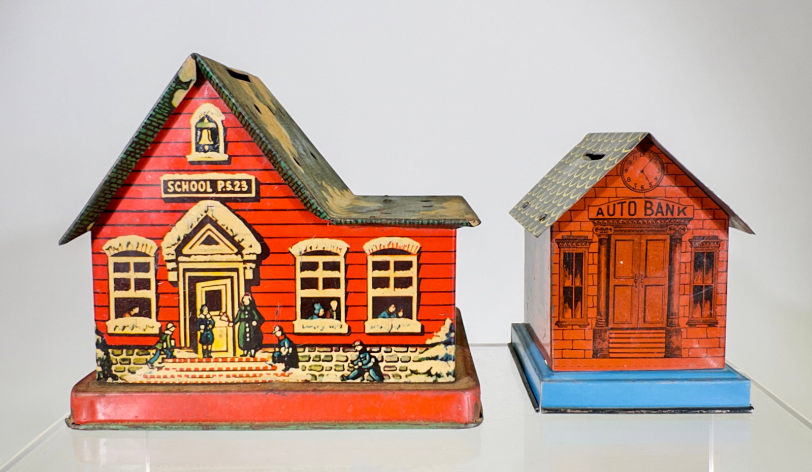 Two Tin Building Banks (1 of 2)