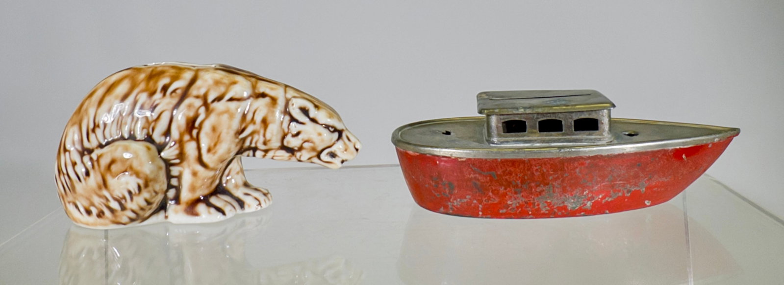 Porcelain Bear & Tin Boat - Still Banks (1 of 2)