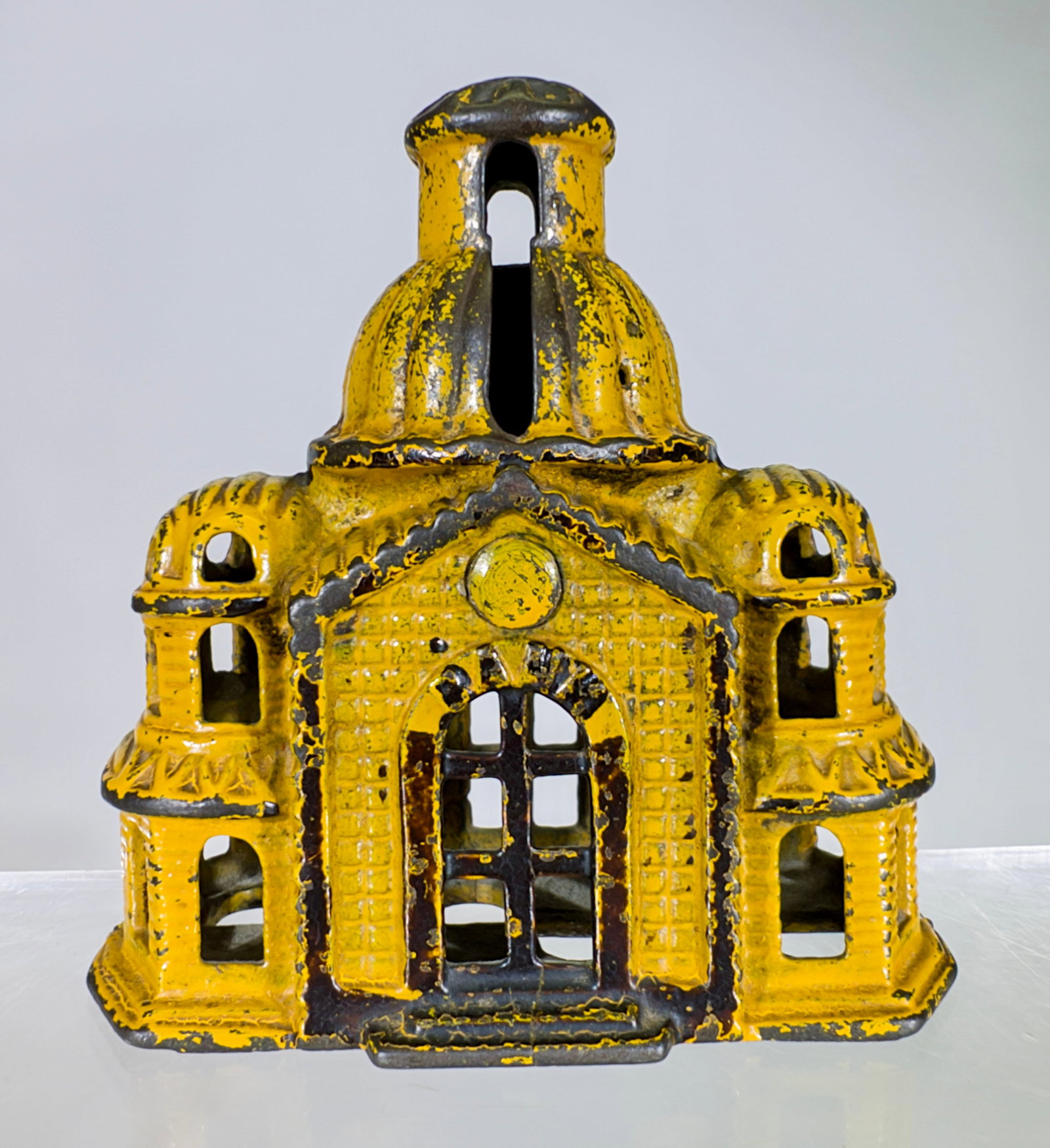 Mosque - Scarce Yellow and Black - Cast Iron Still Bank (1 of 2)