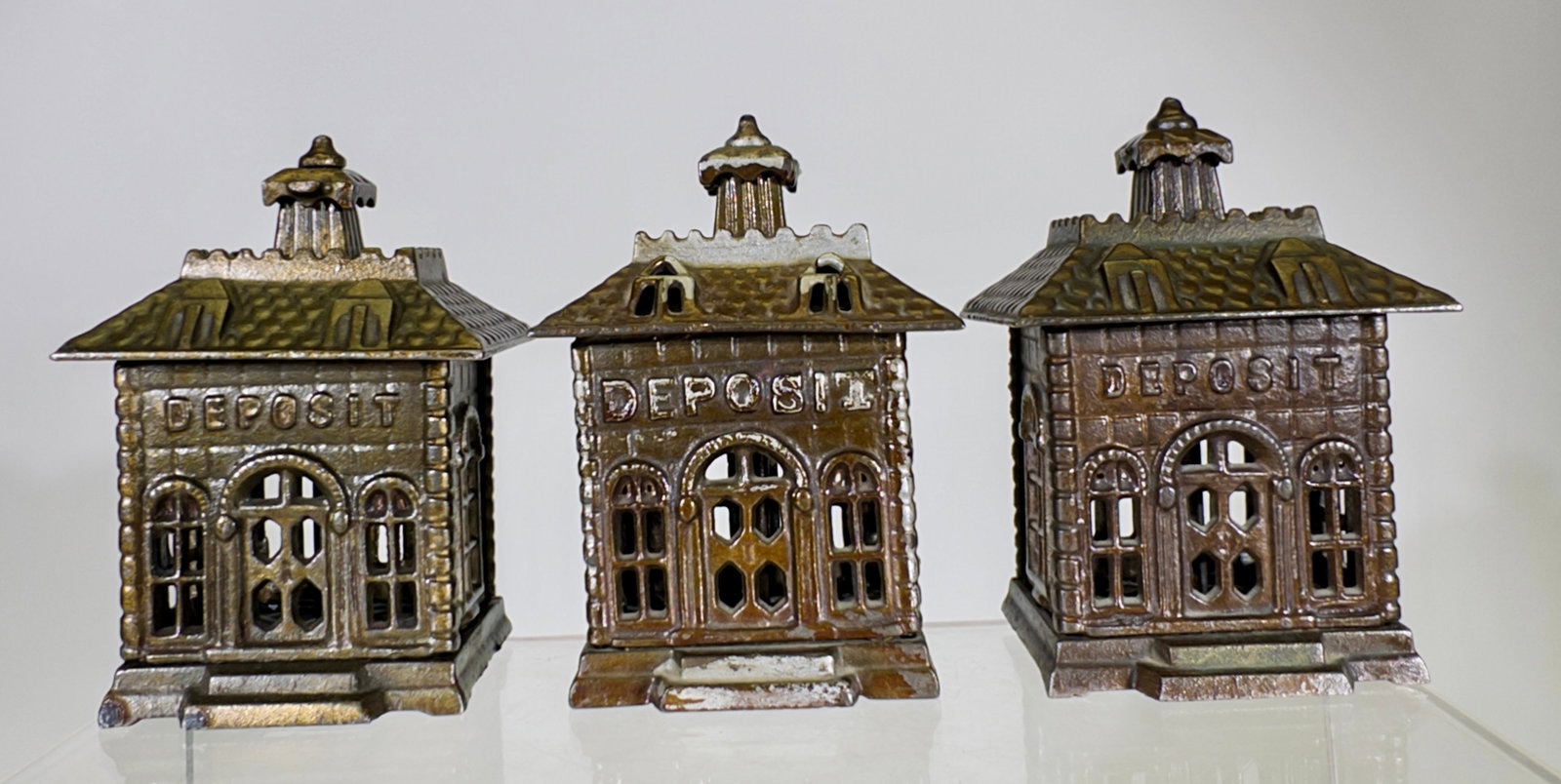 (3) Deposit - Cast Iron Building Banks (1 of 3)