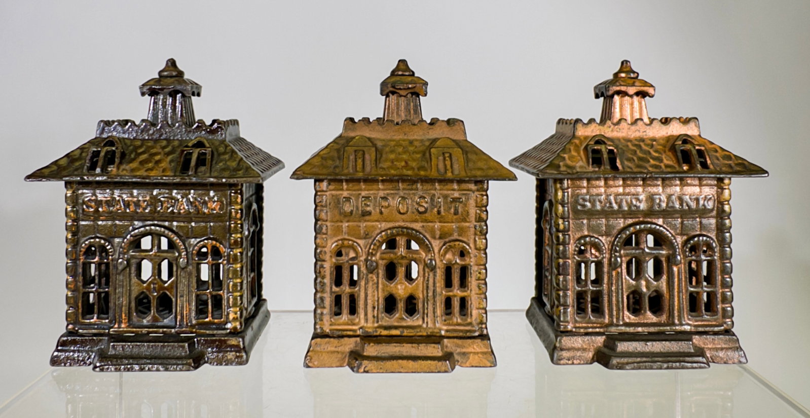 (2) State Banks & (1) Deposit Bank - Unusual Copper Finish (1 of 3)