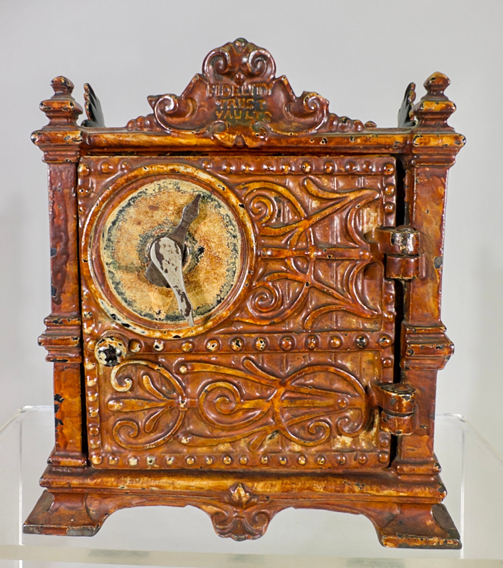Fidelity Trust Vault - Large Size - Cast Iron Bank: J. Barton Smith. Philadelphia, PA. - 1890's. 6 1/2" Tall x 6" Wide. Tom Kellogg Collection.